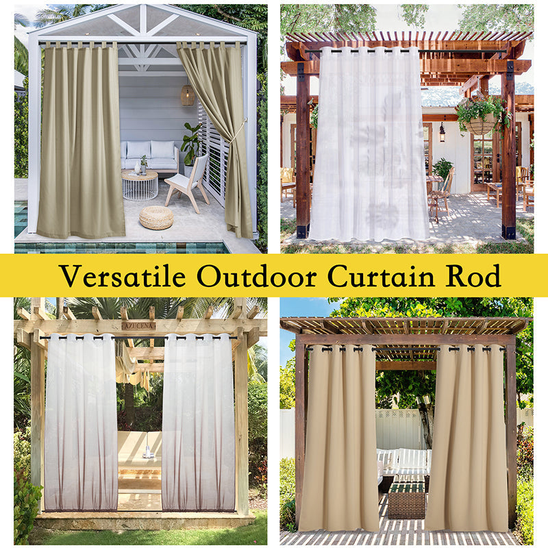 Black Waterproof & Rain Resistant Rust Resistant Outdoor Curtain Rod 72 to 168 Inches KGORGE Store