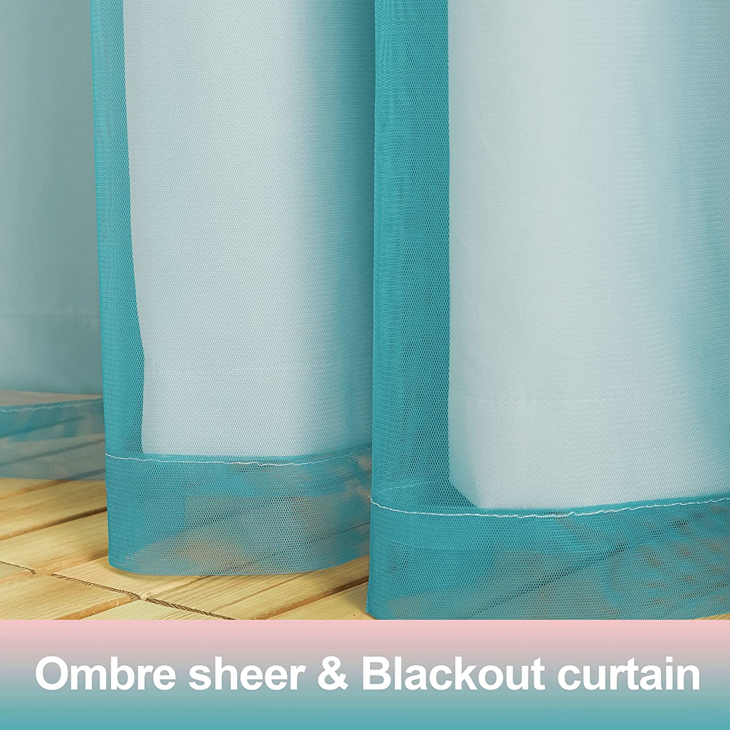 Blackout  Curtain With Pastel Rainbow Sheer Curtain Overlay 2 Panels KGORGE Store