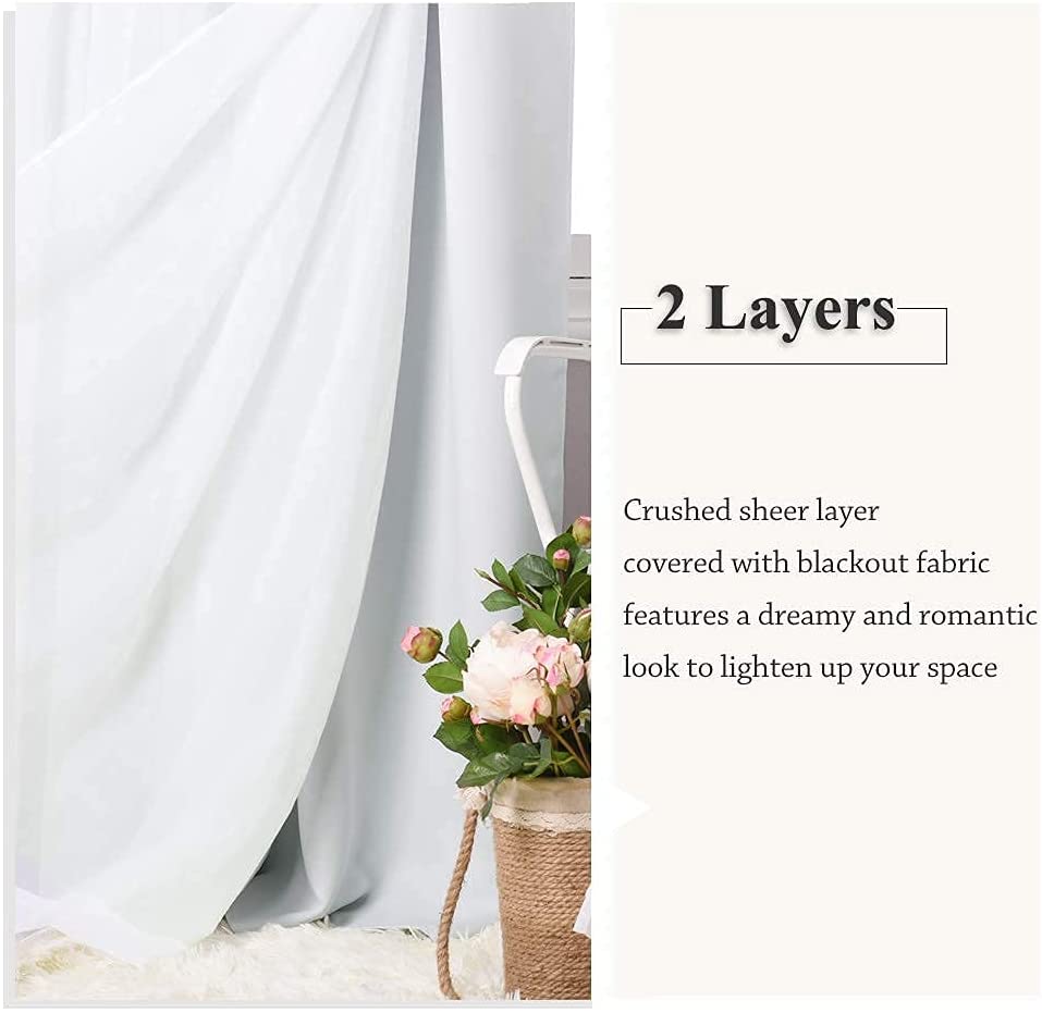 Blackout Curtains With Crushed Voile Sheer Curtain Overlay 1 Panel KGORGE Store