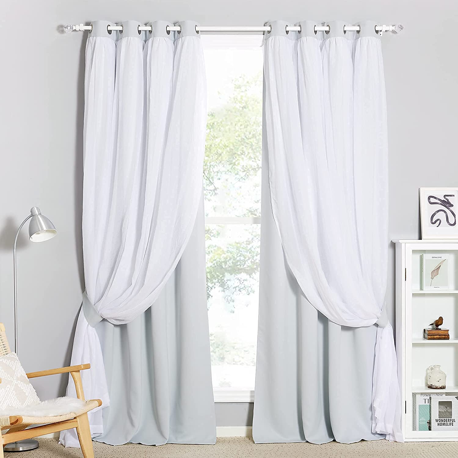 Blackout Curtains With Crushed Voile Sheer Curtain Overlay 1 Panel KGORGE Store