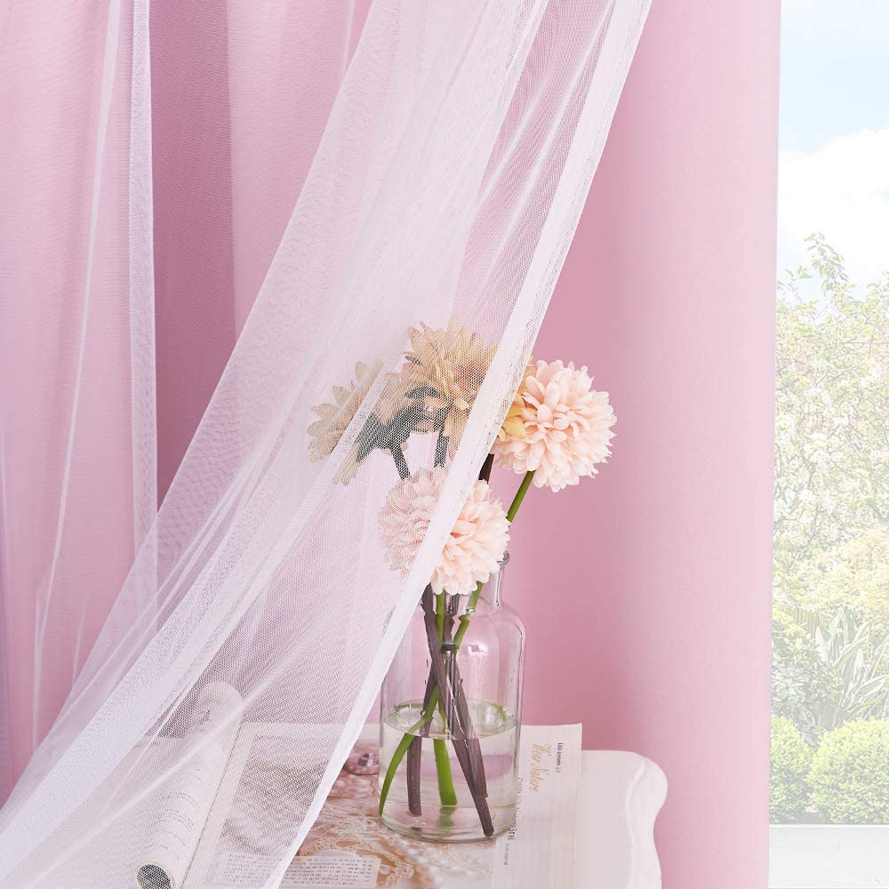 Blackout  Curtains With Sheer Voile Curtain Overlay 1 Panel KGORGE Store