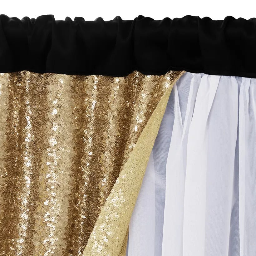 Blackout Glitter Curtain With Sheer Curtain Overlay 2 Panels KGORGE Store