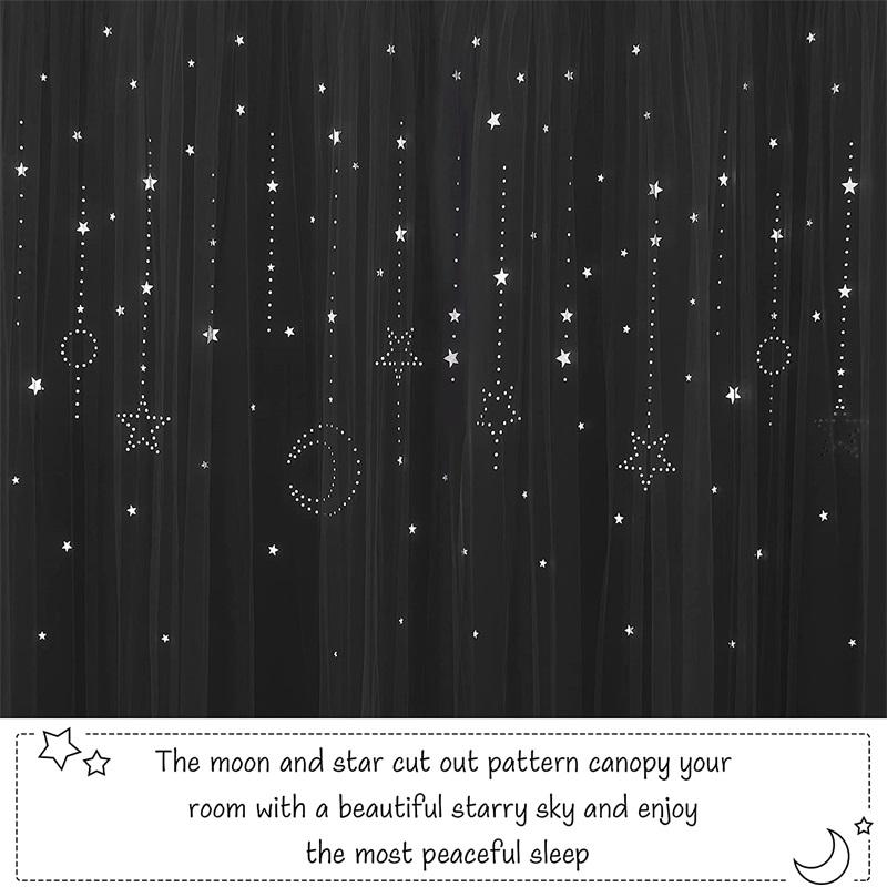 Blackout Moon And Stars Cut-Out Curtain With Sheer Curtain Overlay 2 Panels KGORGE Store