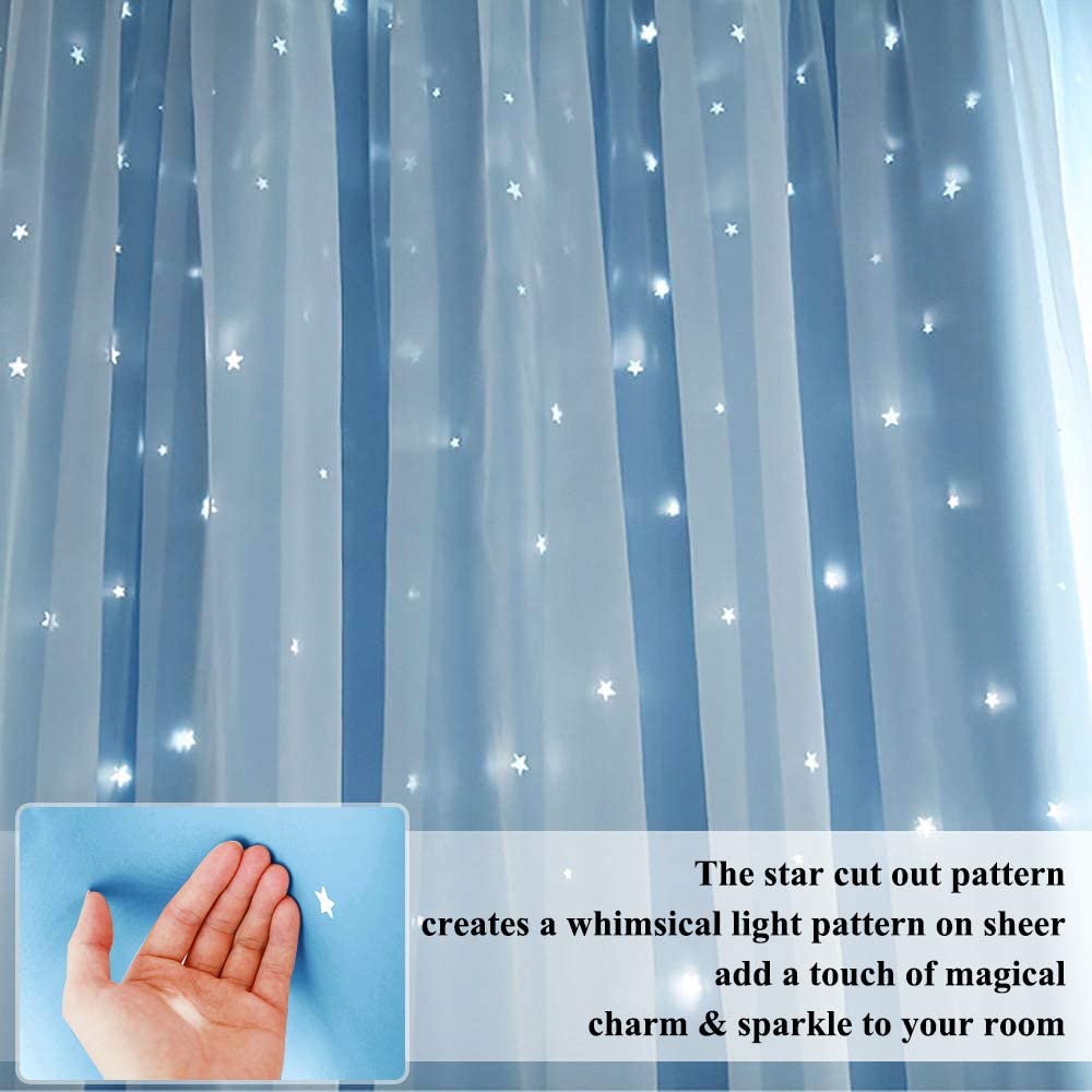 Blackout Rainbow And Star Cut Out Curtains With Sheer Curtain Overlay 1 Panel KGORGE Store
