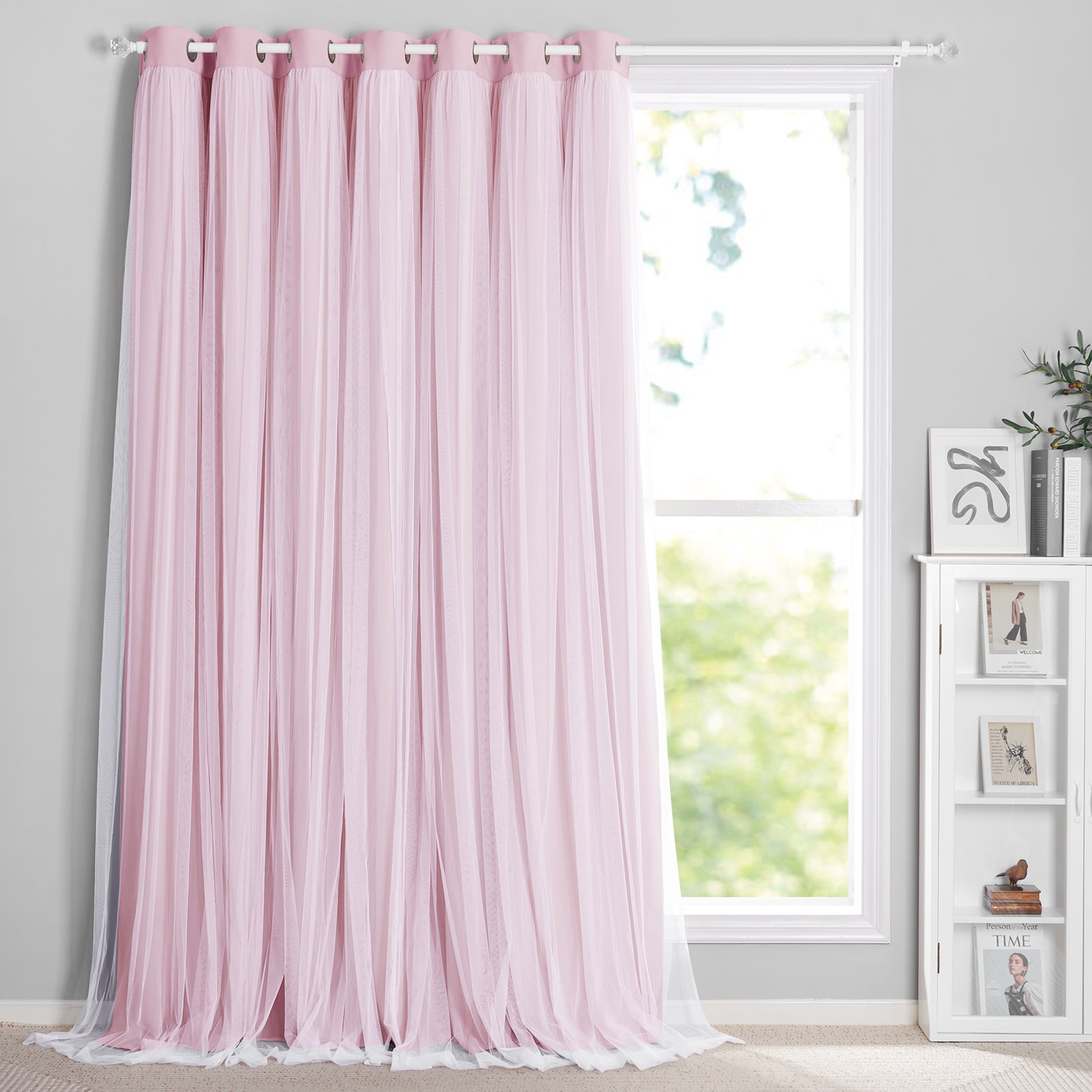 Blackout Woven Curtain With Crushed Voile Sheer Curtain Overlay 1 Panel KGORGE Store