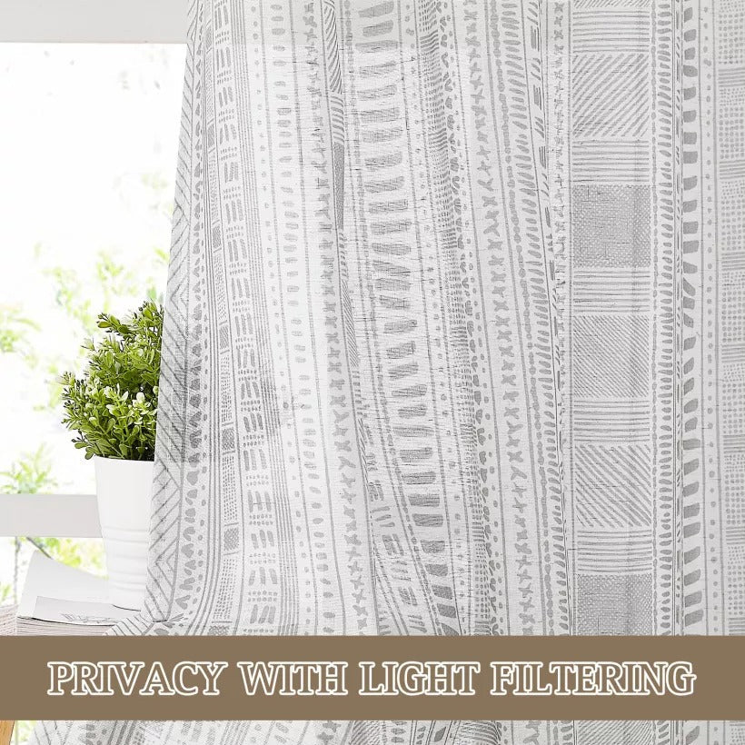 Bohemian Print Grommet Privacy Outdoor Sheer Curtains For Patio 1 Panel KGORGE Store