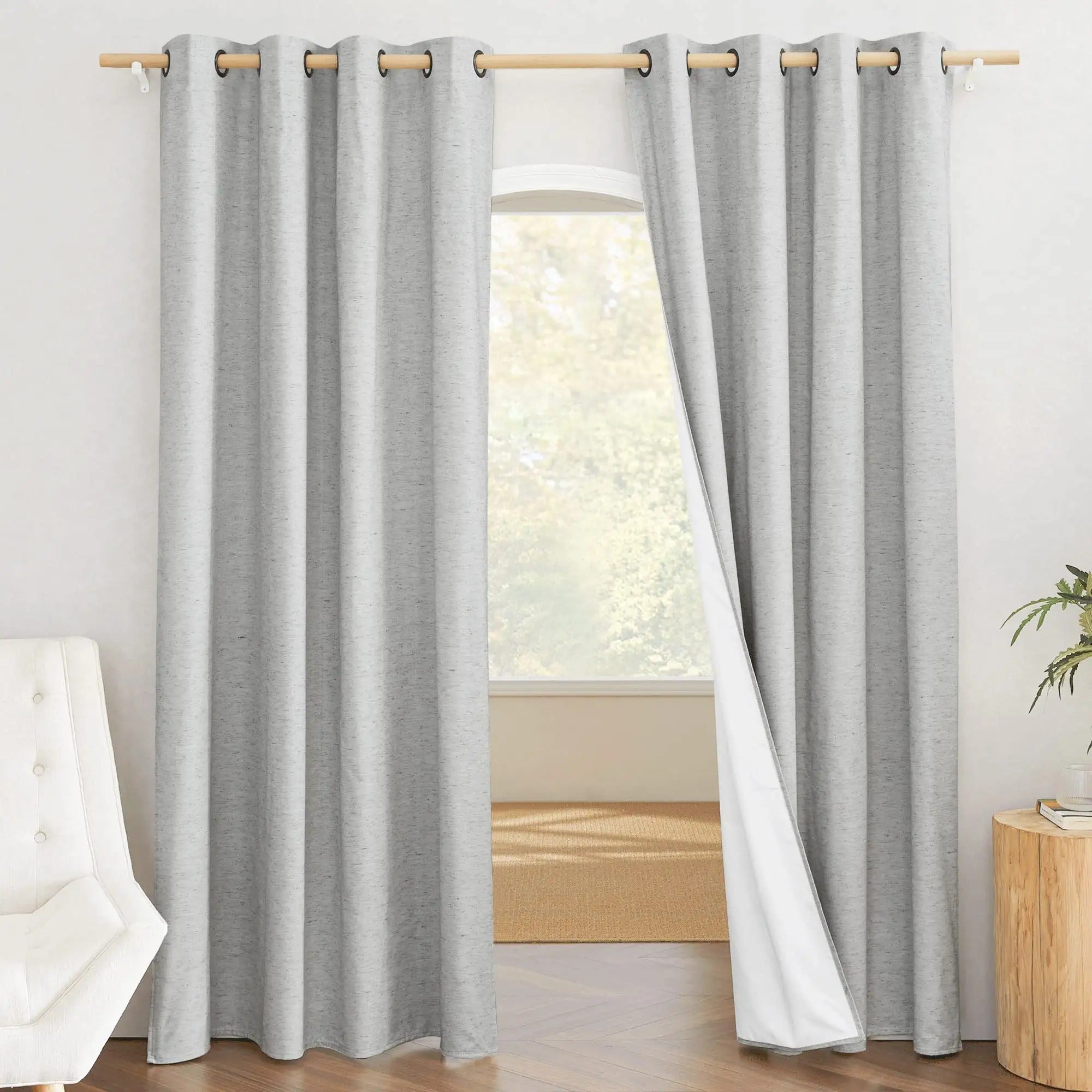 Bronze Grommet 100% Blackout Linen Curtainswith White Thermal Insulated Liner for Living Room Bedroom 2 Panels KGORGE Store