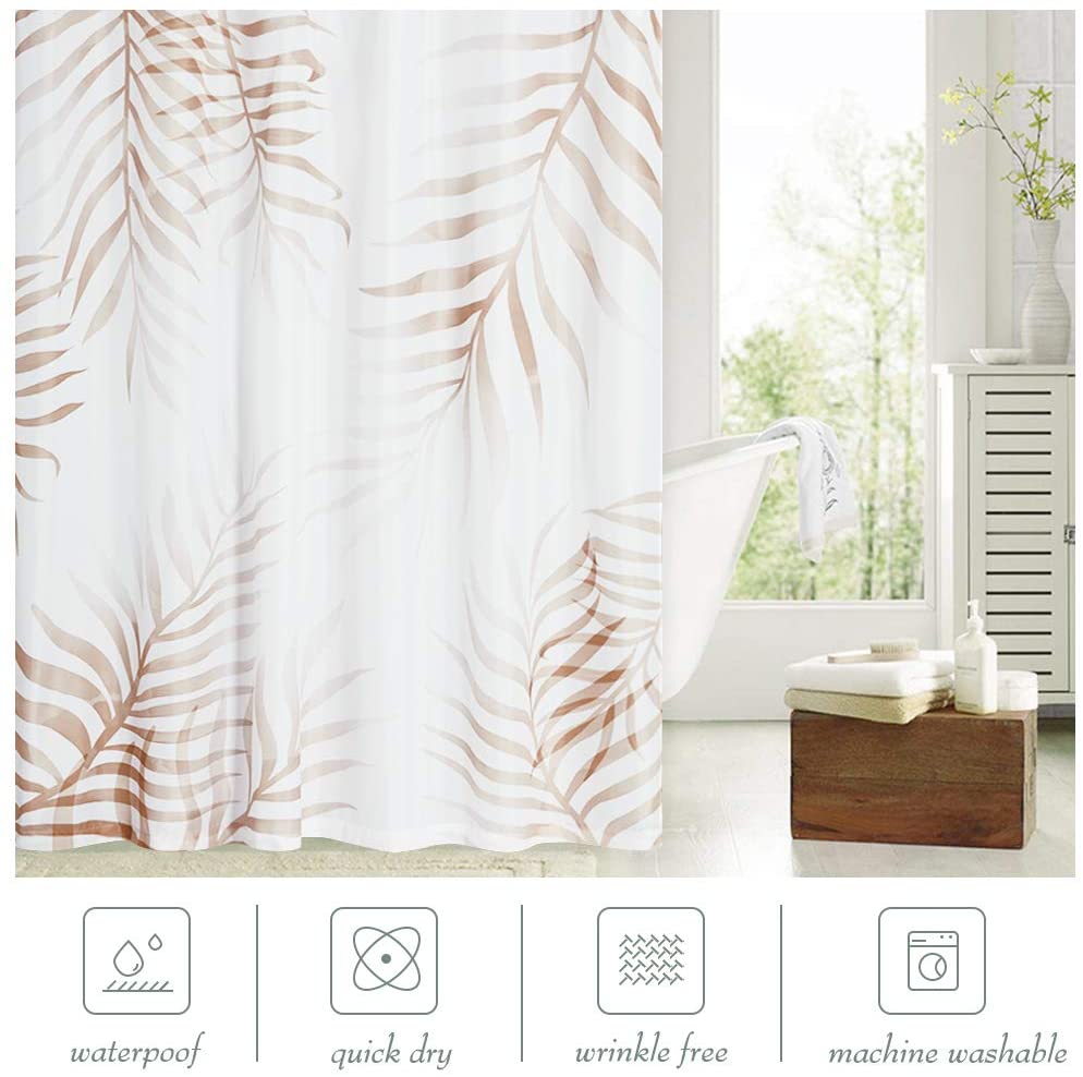 Brown Leaf Shower Curtain 1 Panel With 12 Hooks KGORGE Store