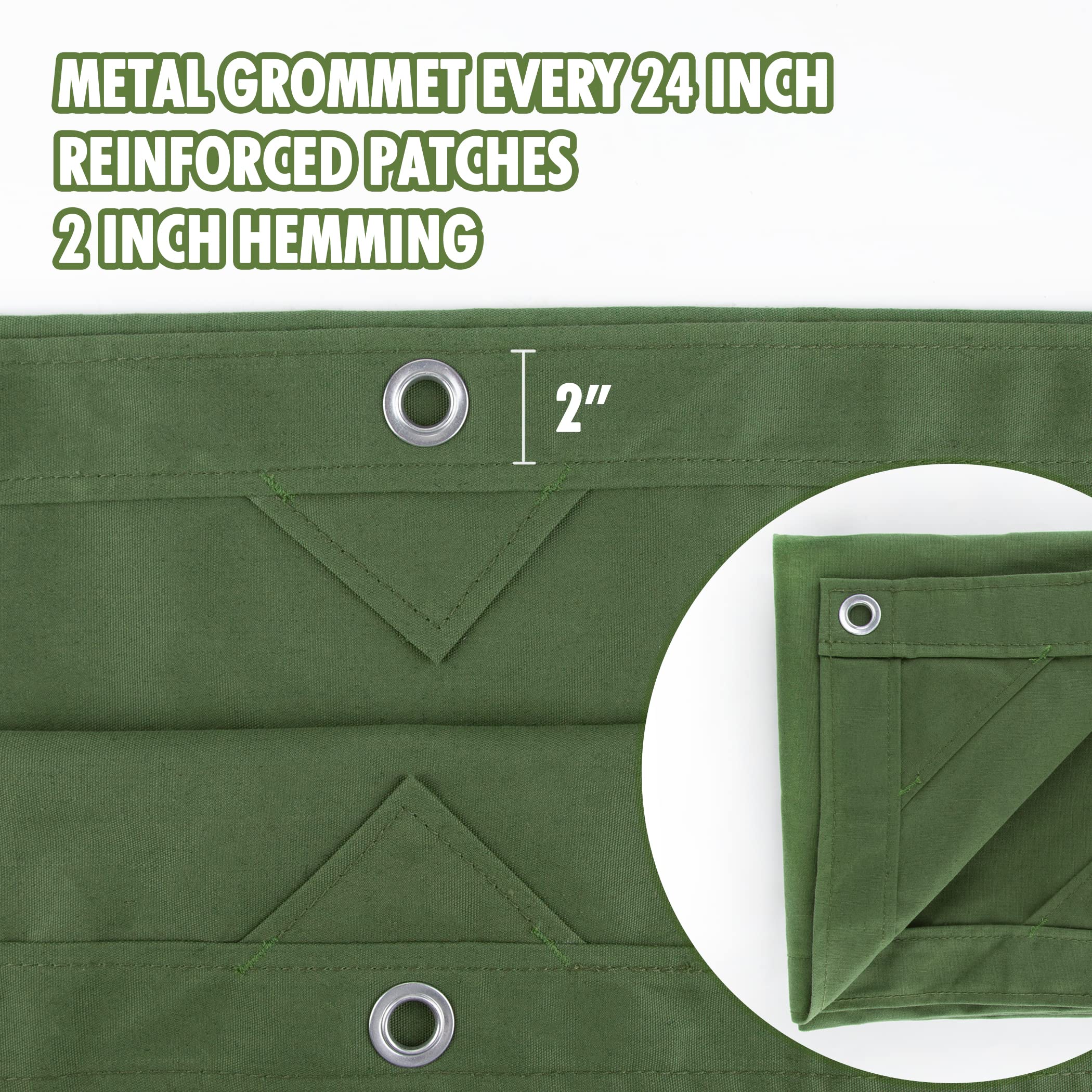 Canvas Tarps Heavy Duty Waterproof Cover with Grommets for Canopy