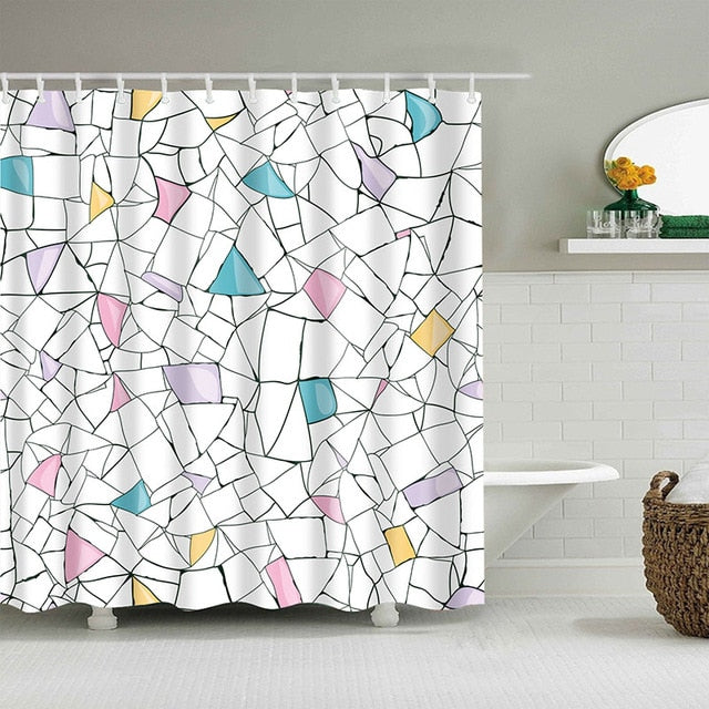 Colored Shattered Pattern Fabric Shower Curtain KGORGE Store