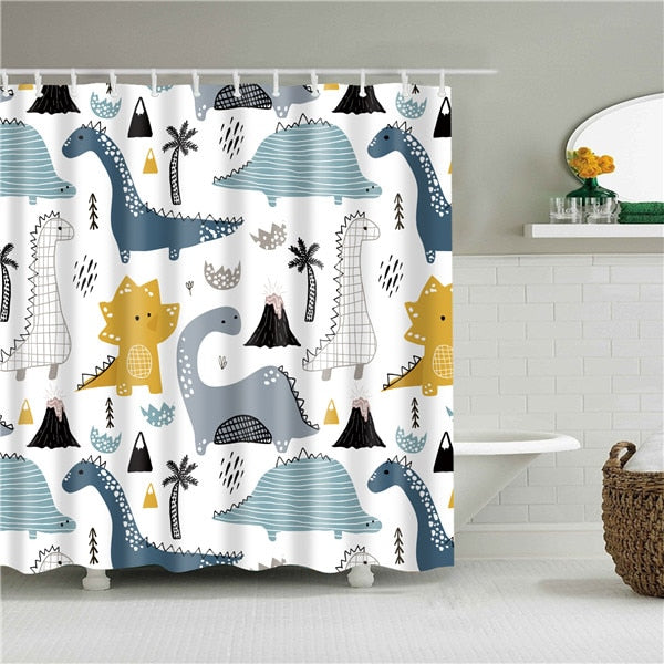 Cool Dinosaur Print Fabric Shower Curtain KGORGE Store