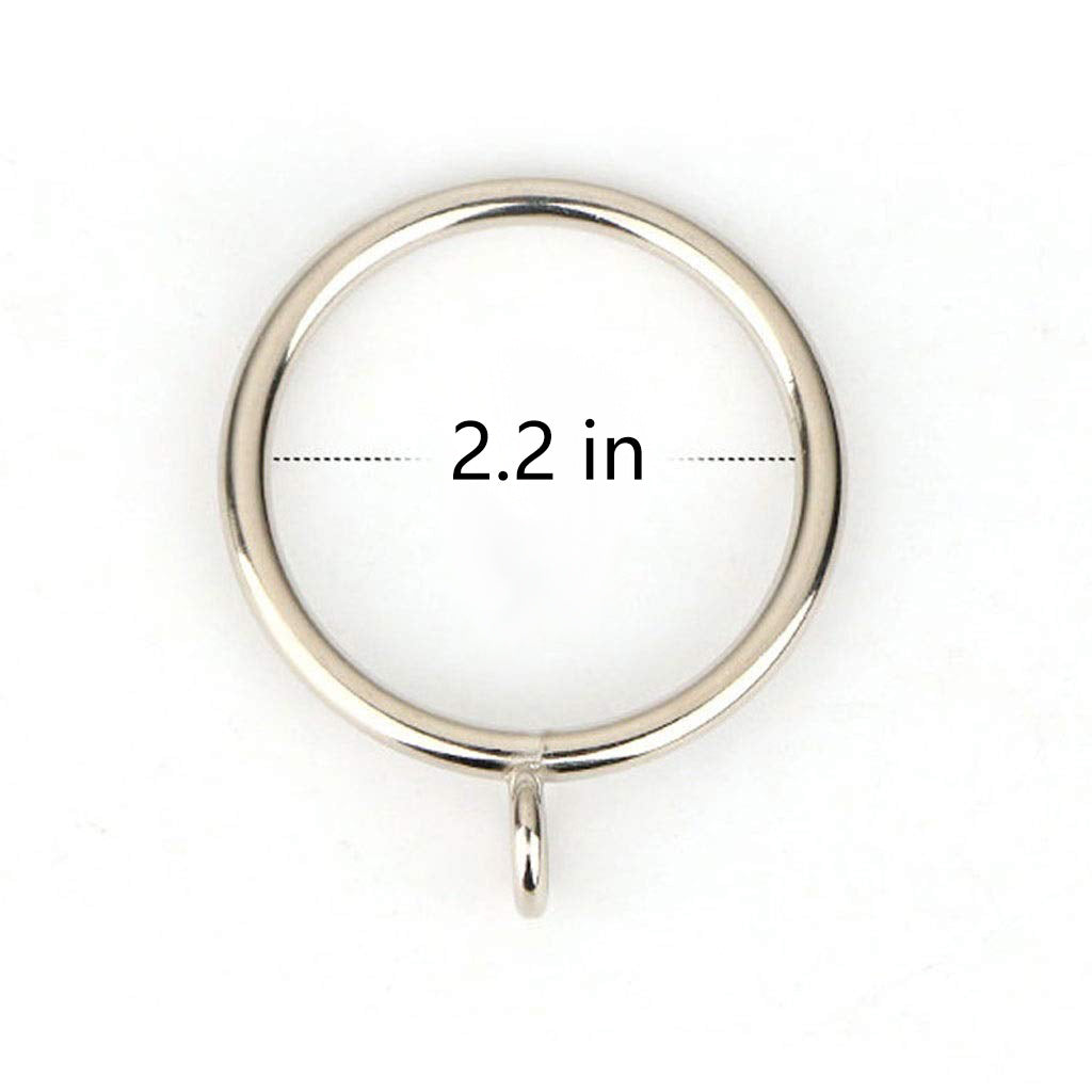 Silver 2.2 inch diameter metal curtain ring with an eyelet hook for hanging curtains in bedroom or living room.
