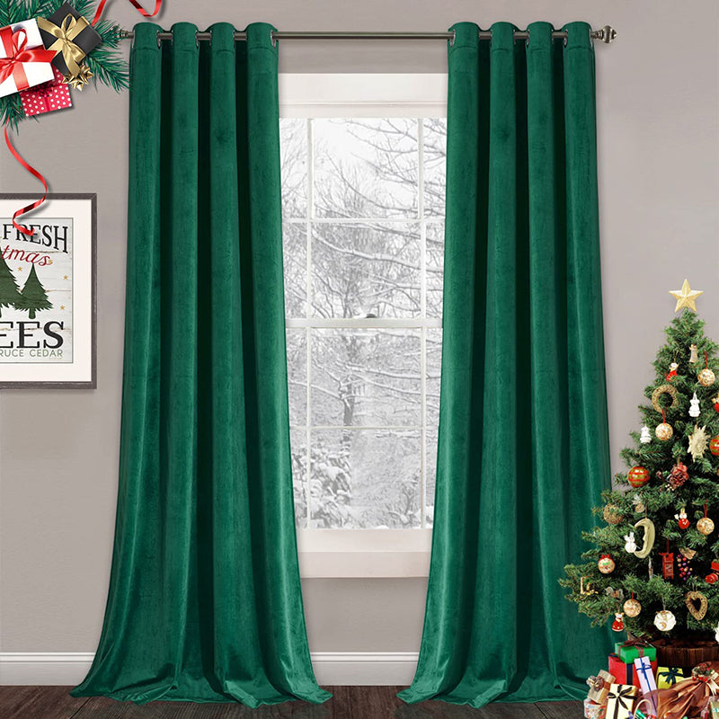 Custom Christmas Soft Velvet Curtains Grommet Curtain 2 Panels KGORGE Store