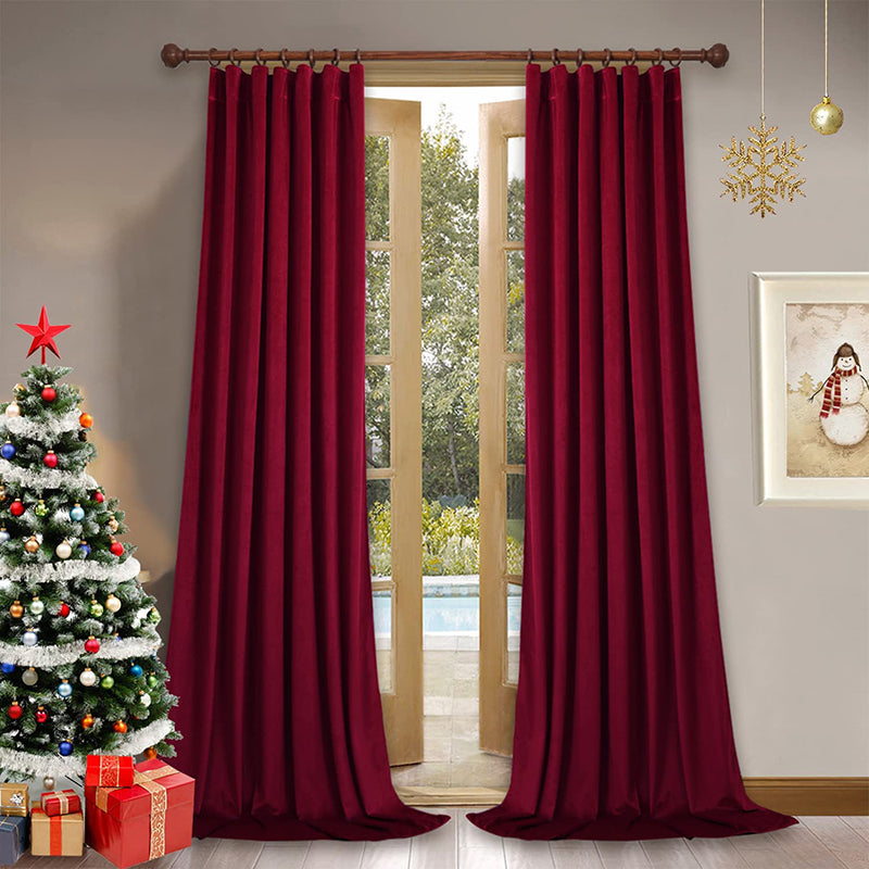 Custom Christmas Velvet Curtains Light Blocking Thermal Rod Pocket Back Tab Curtains 2 Panels KGORGE Store