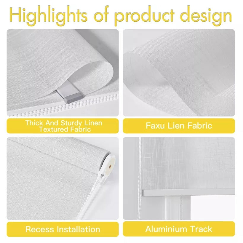 Custom Linen Fabric Light Filtering Roller Shades KGORGE Store