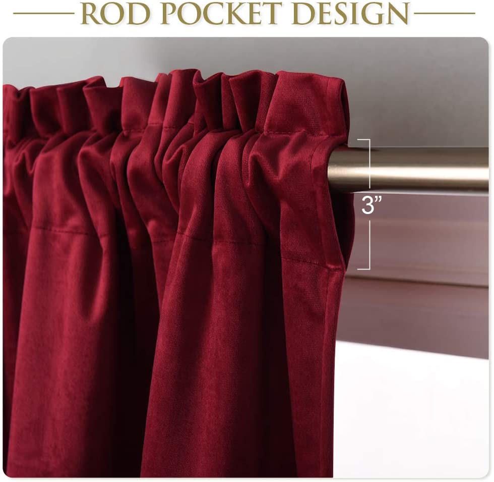 Deals Of The Week Modern Rod Pocket Velvet Blackout Valance For Kitchen And Living Room 1 Panel KGORGE Store