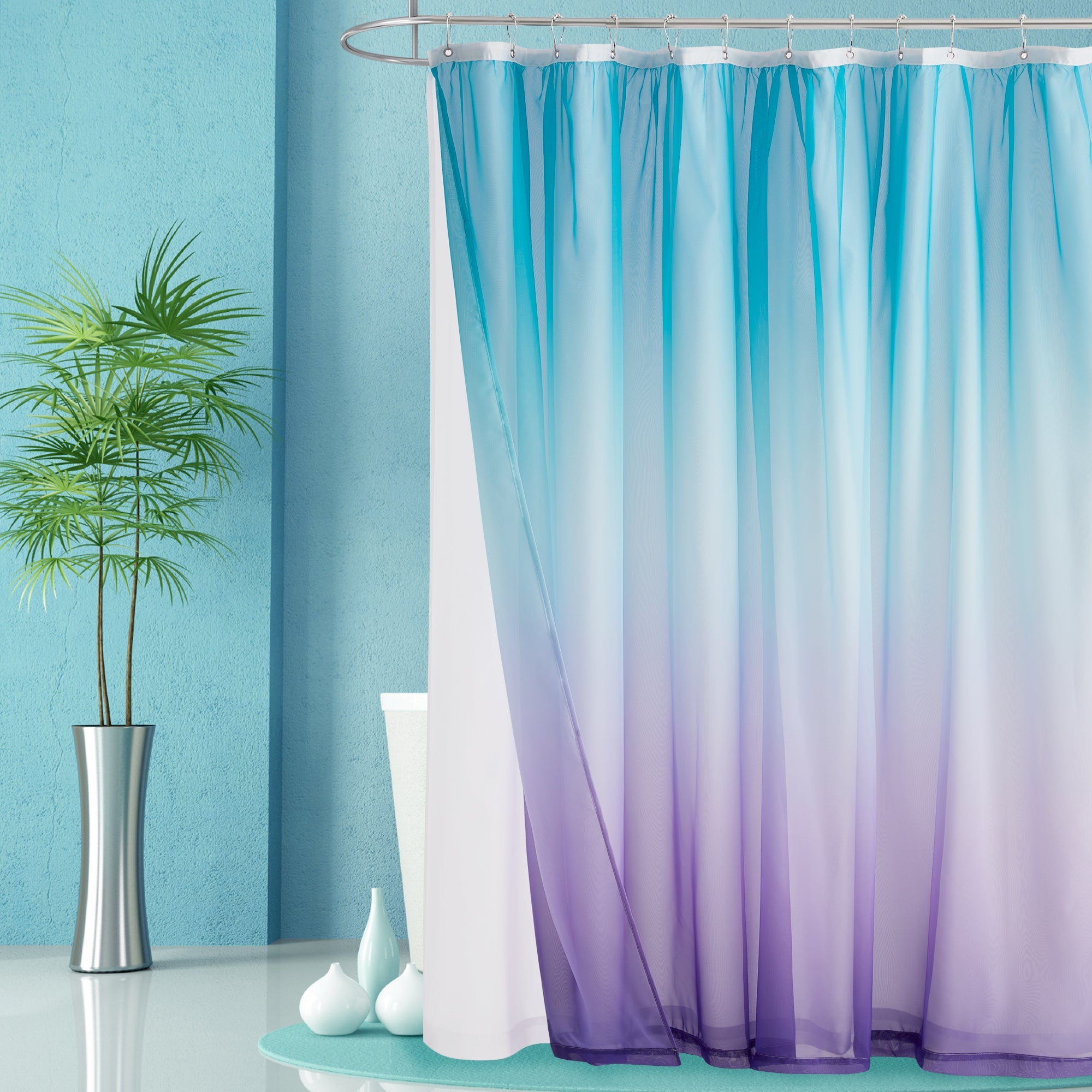 Double Layer Pastel Rainbow Ombre Shower Curtain 1 Panel KGORGE Store