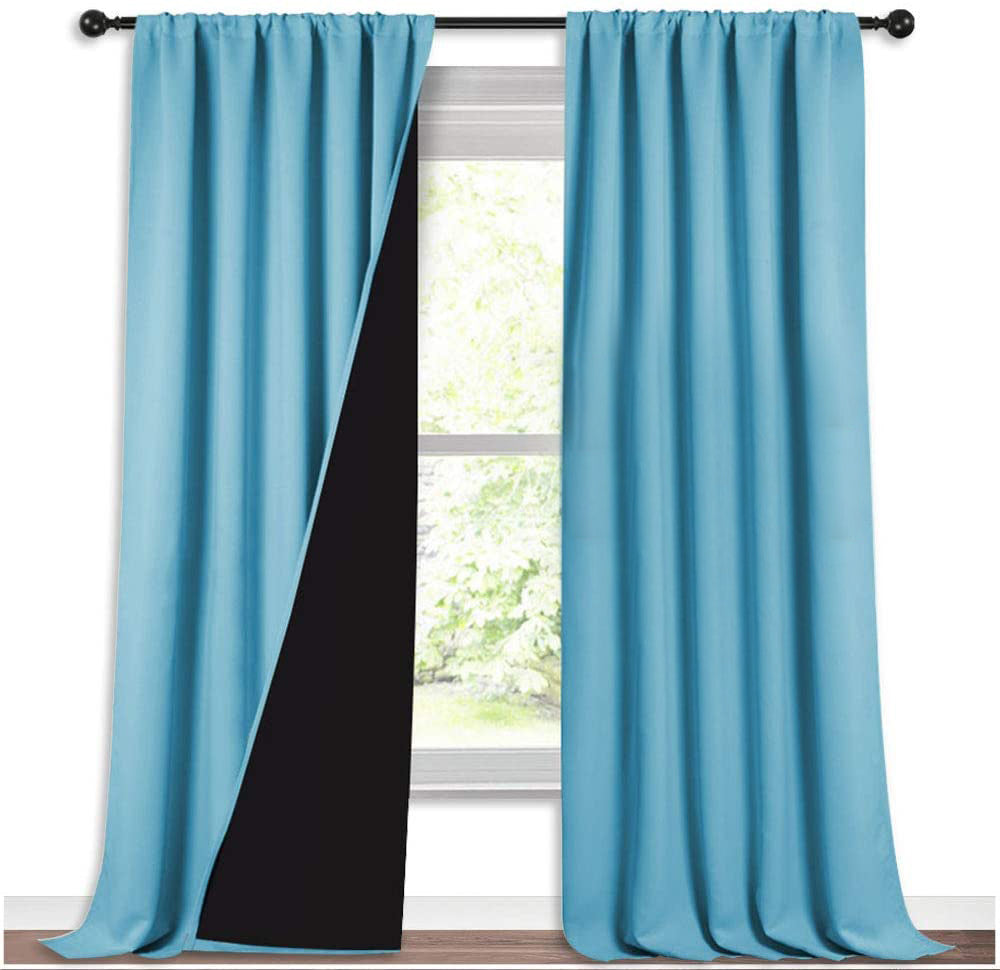 Double Layer Rod Pocket 100% Blackout Curtains For Living Room 2 Panels KGORGE Store