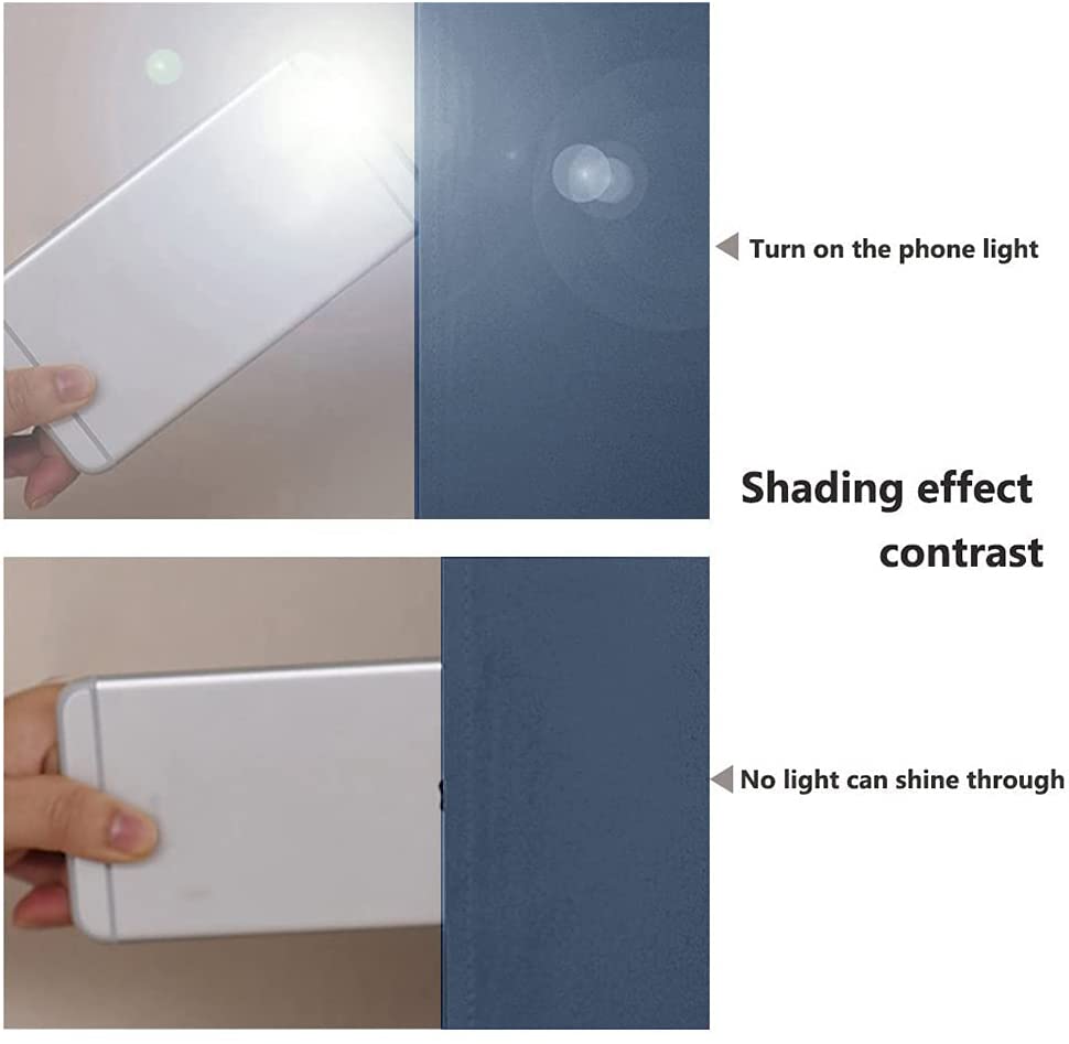 Phone light comparison demonstrating KGORGE double layer 100% blackout curtains block light completely, creating total room darkness.