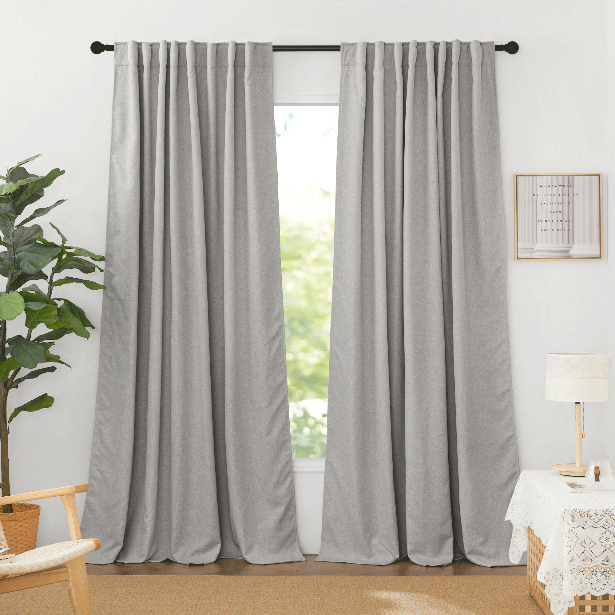 Double Layer Rod Pocket & Back Tab 100% Blackout Thermal Insulated Curtains For Living Room 2 Panels KGORGE Store