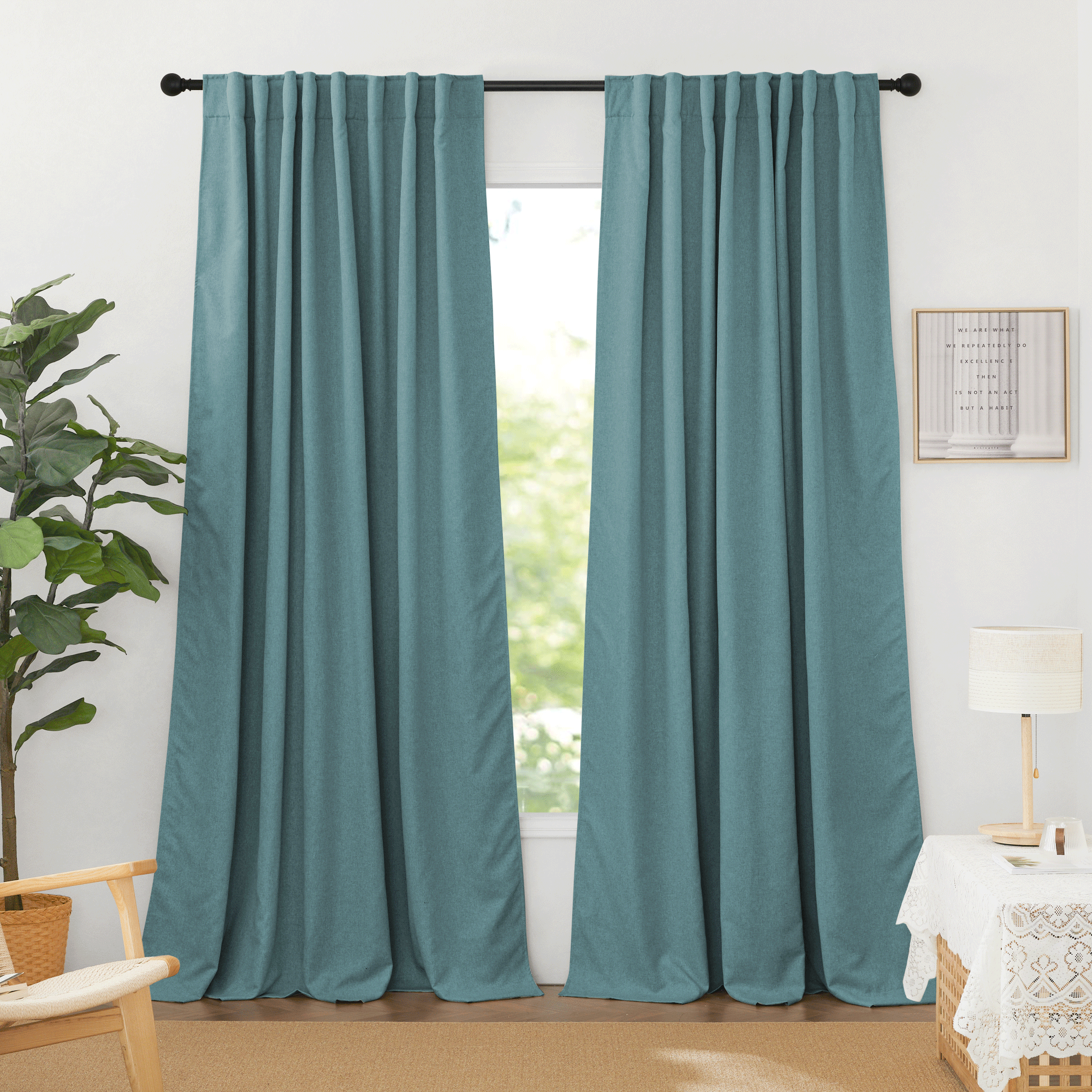 Double Layer Rod Pocket & Back Tab 100% Blackout Thermal Insulated Curtains For Living Room 2 Panels KGORGE Store