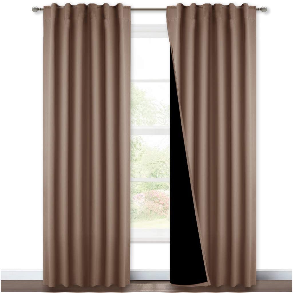Double Layer Rod Pocket & Back Tab Thermal Insulated Curtains For Living Room 2 Panels KGORGE Store