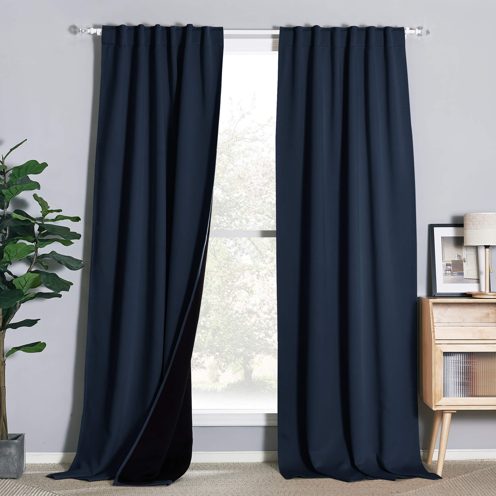 Double Layer Rod Pocket & Back Tab Thermal Insulated Curtains For Living Room 2 Panels KGORGE Store
