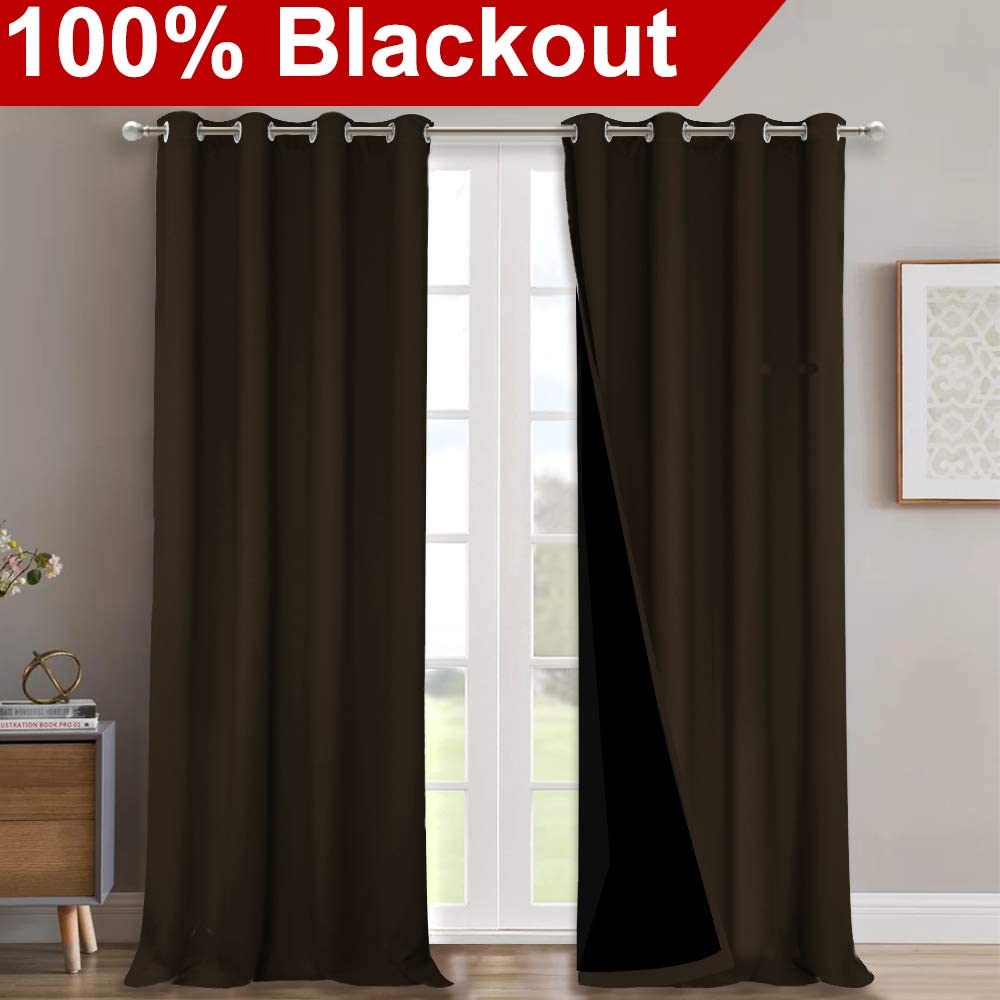 Double Layer Silver Grommet Noise Reducing Curtains For Living Room 2 Panels KGORGE Store