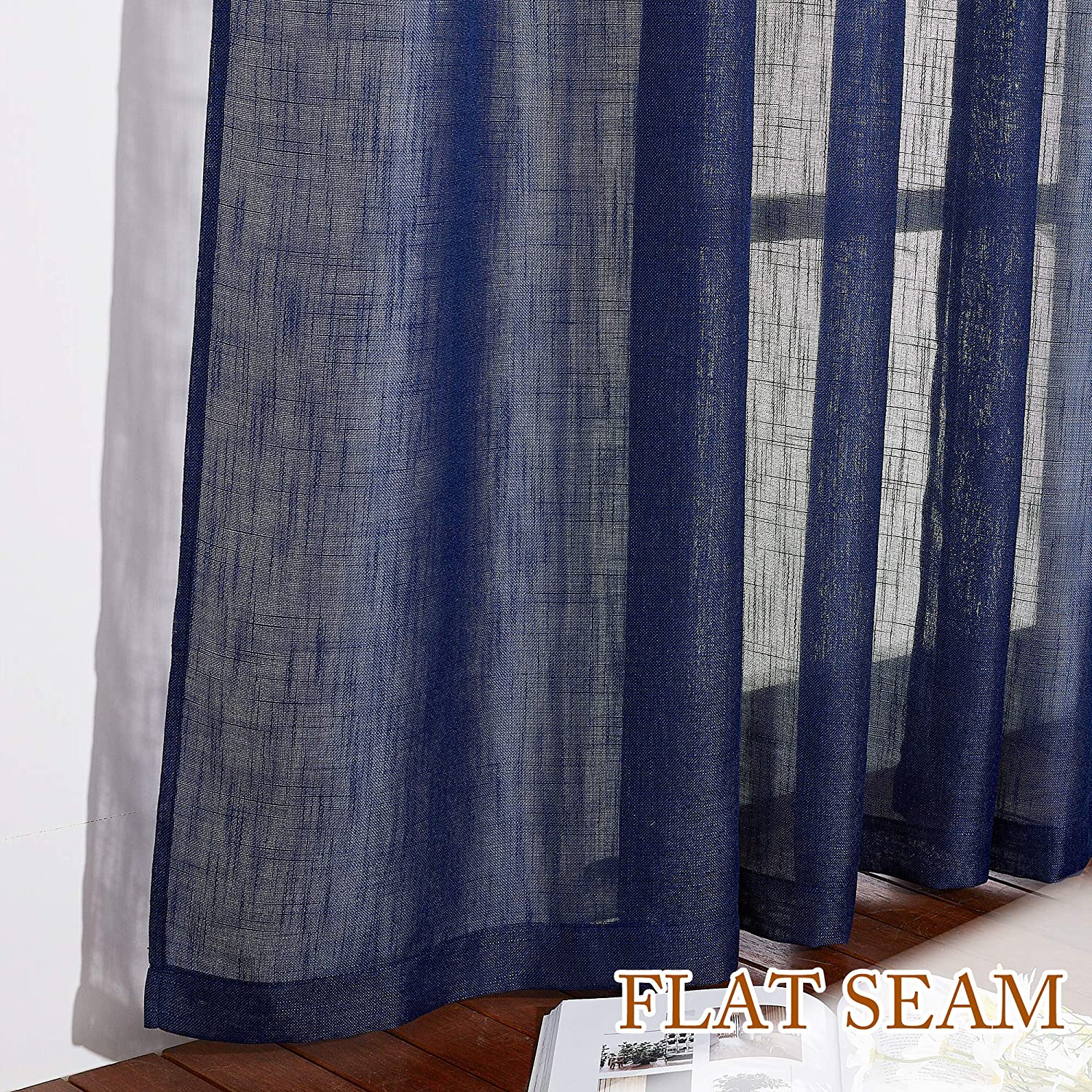Dual Rod Pocket Semi Sheer Privacy  Linen Curtains For Bedroom And Living Room 2 Panels KGORGE Store
