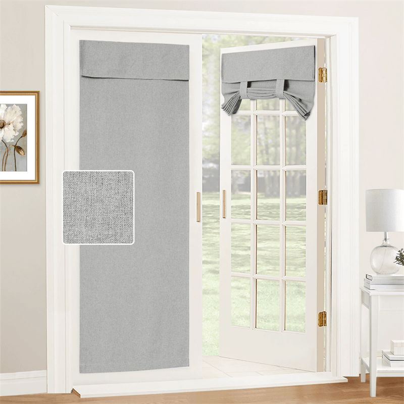 Faux Linen Blackout Curtains For French Door 1 Panel KGORGE Store
