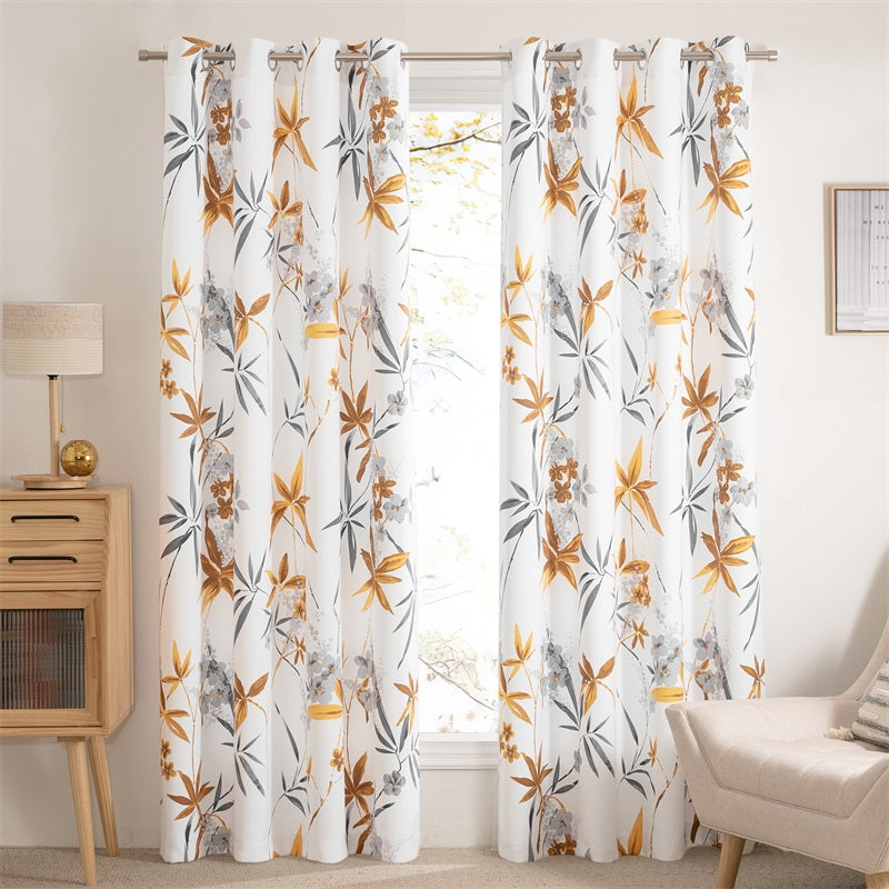 Floral Curtains Room Darkening Thermal Insulated Grommet Window Curtain Panels 2 Panels KGORGE Store