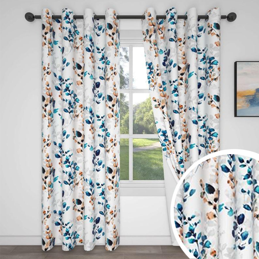 Floral Grommet Blackout Curtains For Living Room And Bedroom 2 Panels KGORGE Store
