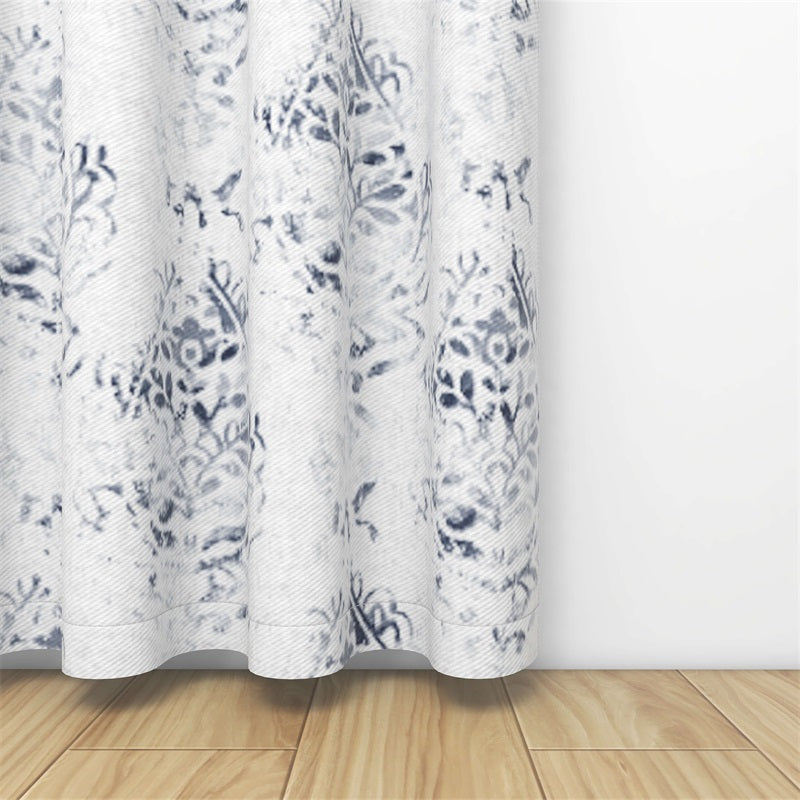 Floral Pattern Grommet Blackout White Curtains For Living Room And Bedroom 2 Panels KGORGE Store