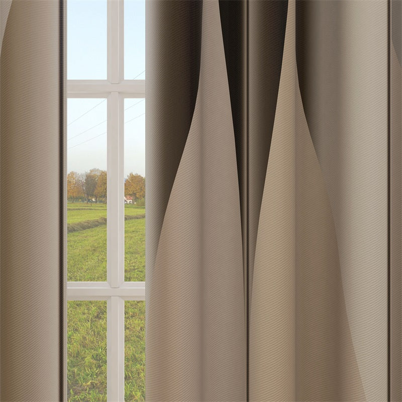 Geometric Print Grommet Blackout Beige Curtains For Living Room And Bedroom 1 Pair KGORGE Store