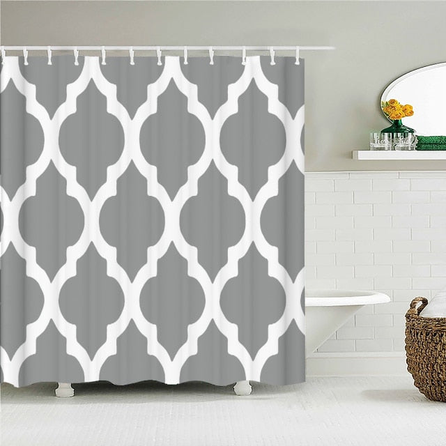 Grey Big Pattern Fabric Shower Curtain KGORGE Store