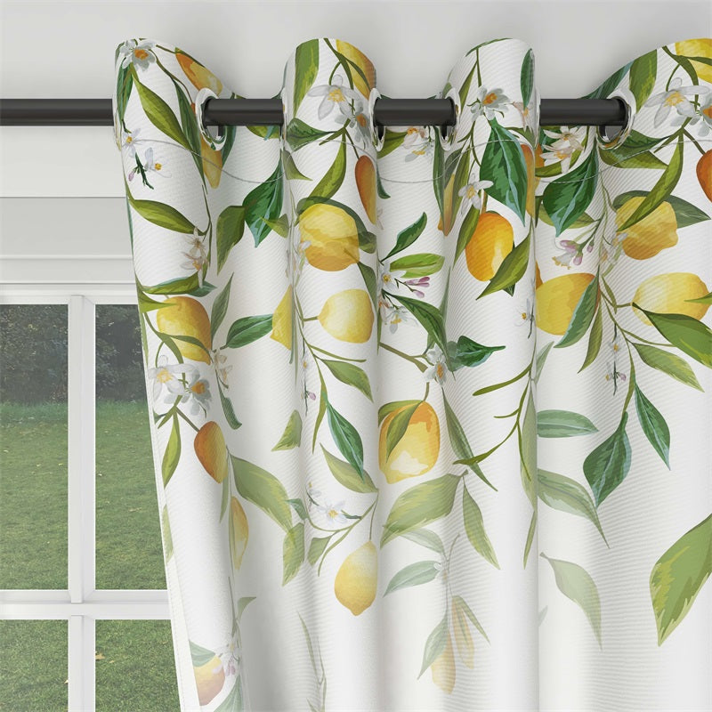 Grommet Blackout Curtains For Living Roomand Bedroom Lemon Tree 2 Panels KGORGE Store
