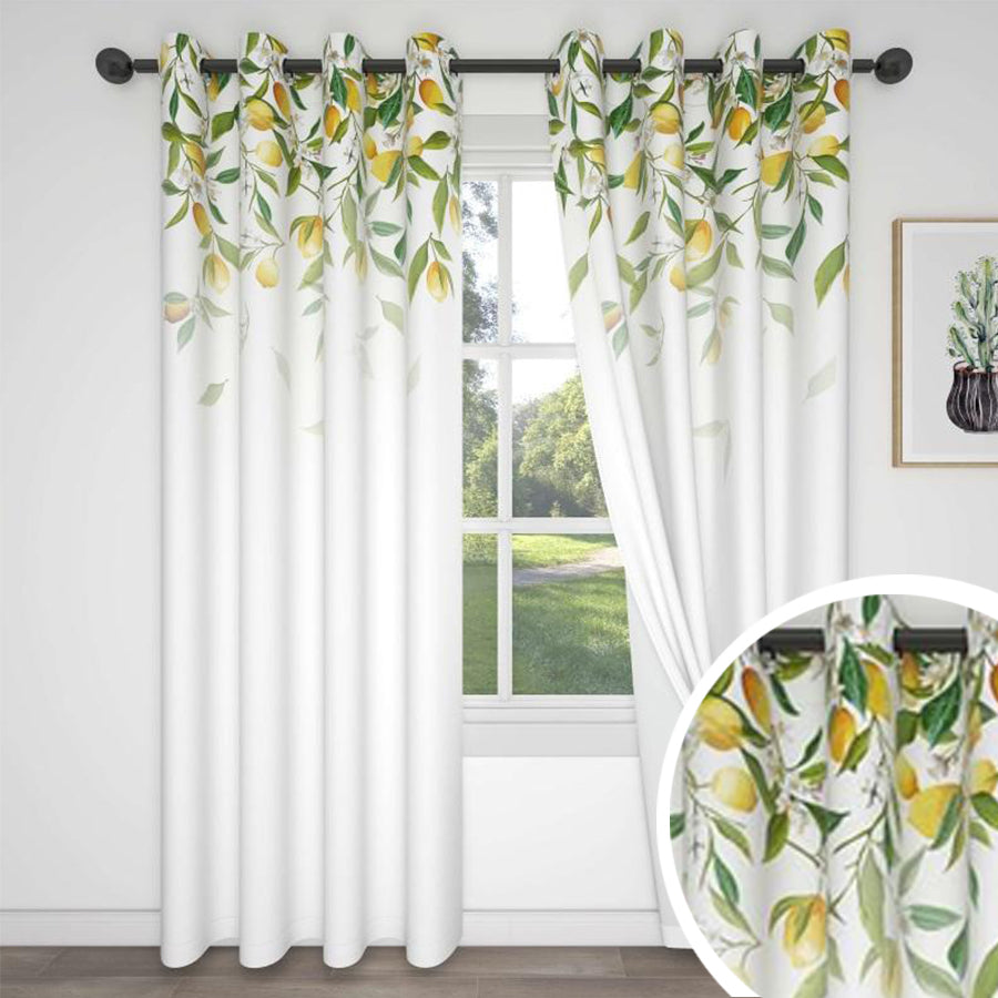 Grommet Blackout Curtains For Living Roomand Bedroom Lemon Tree 2 Panels KGORGE Store
