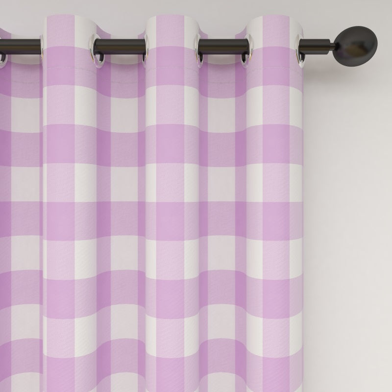Grommet Blackout Curtains For Living Roomand Bedroom Pink Plaid 2 Panels KGORGE Store