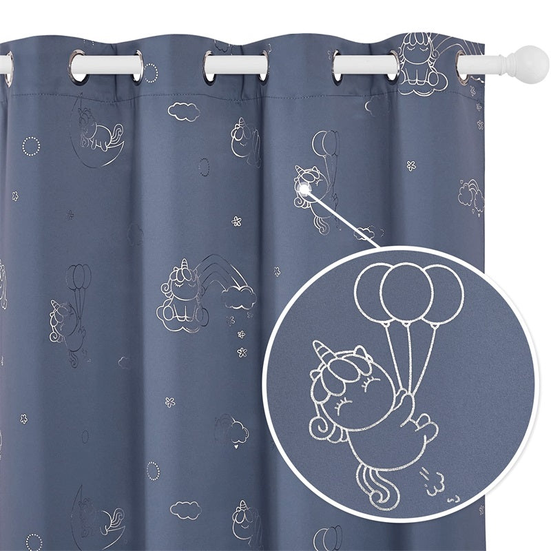 Grommet Blackout Curtains For Living Roomand Unicorn And Rainbow Pattern 2 Panels KGORGE Store