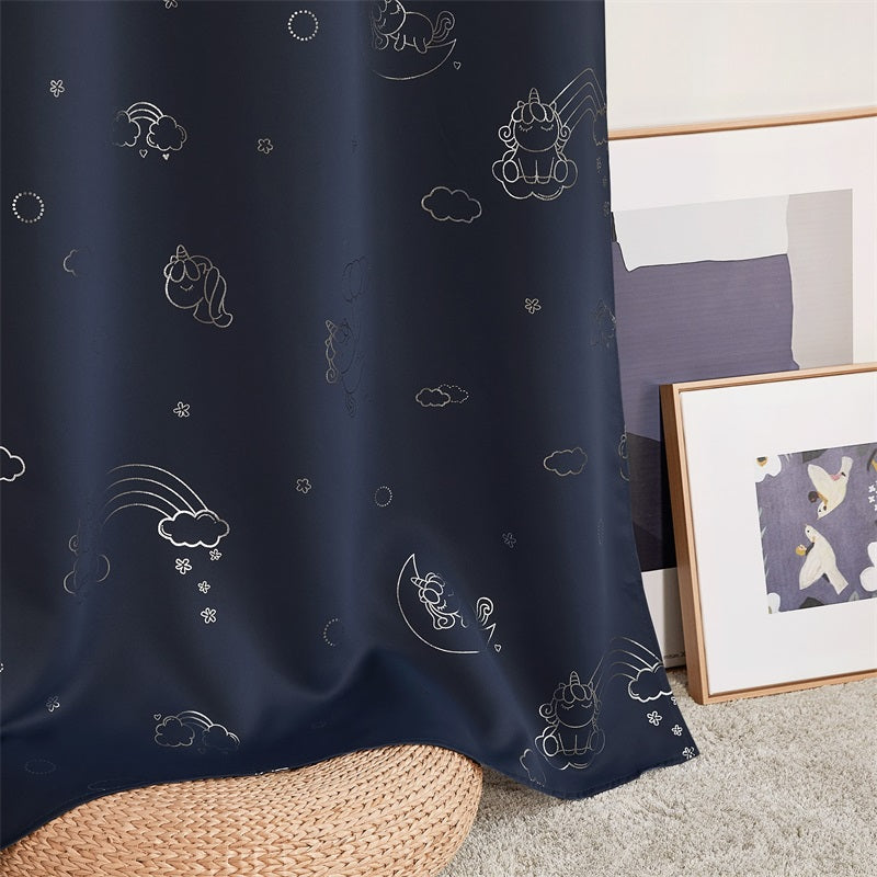 Grommet Blackout Curtains For Living Roomand Unicorn And Rainbow Pattern 2 Panels KGORGE Store