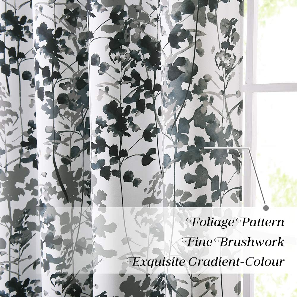 Grommet Blackout Floral Curtains For Living Room And Bedroom 1 Pair KGORGE Store