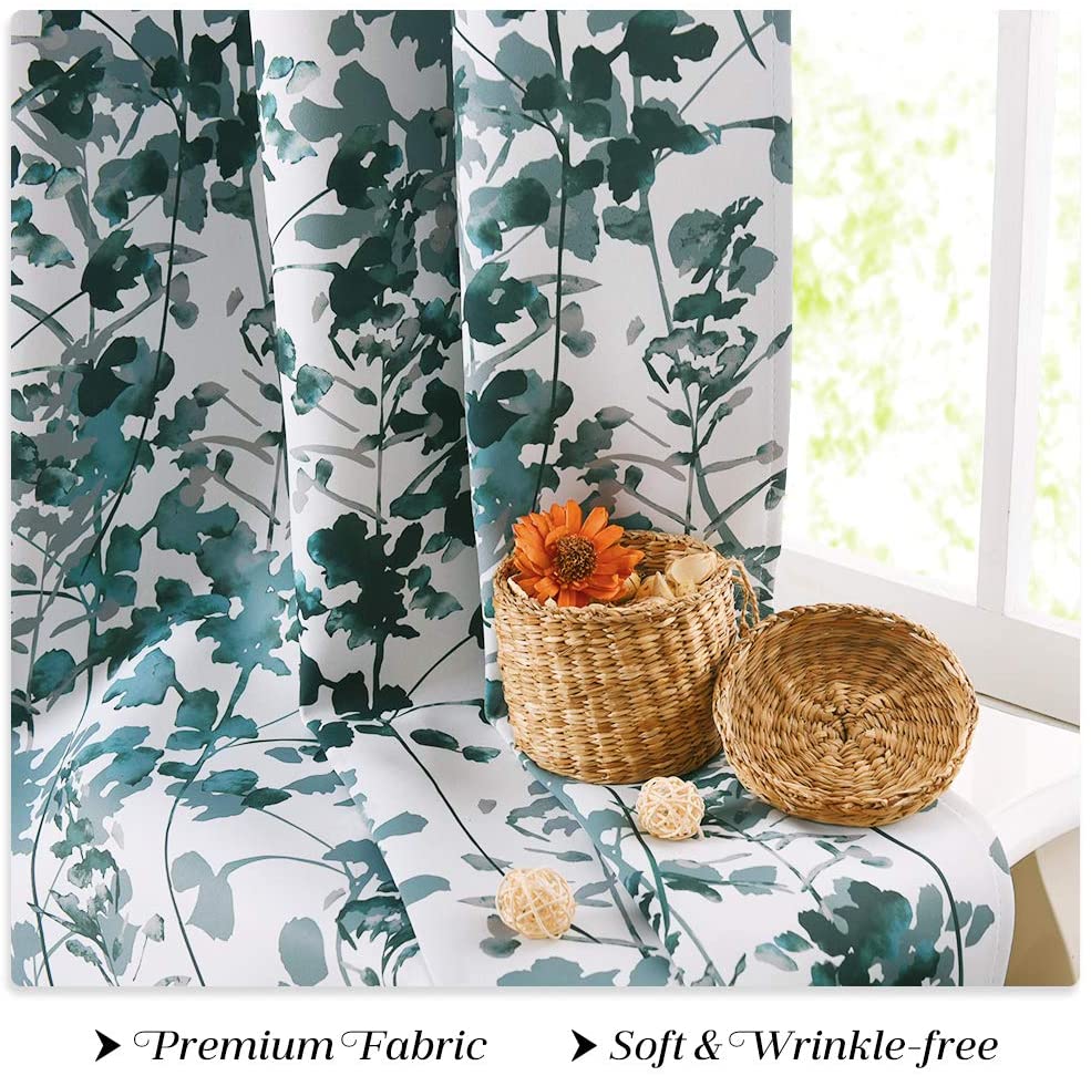 Grommet Blackout Floral Curtains For Living Room And Bedroom 1 Pair KGORGE Store