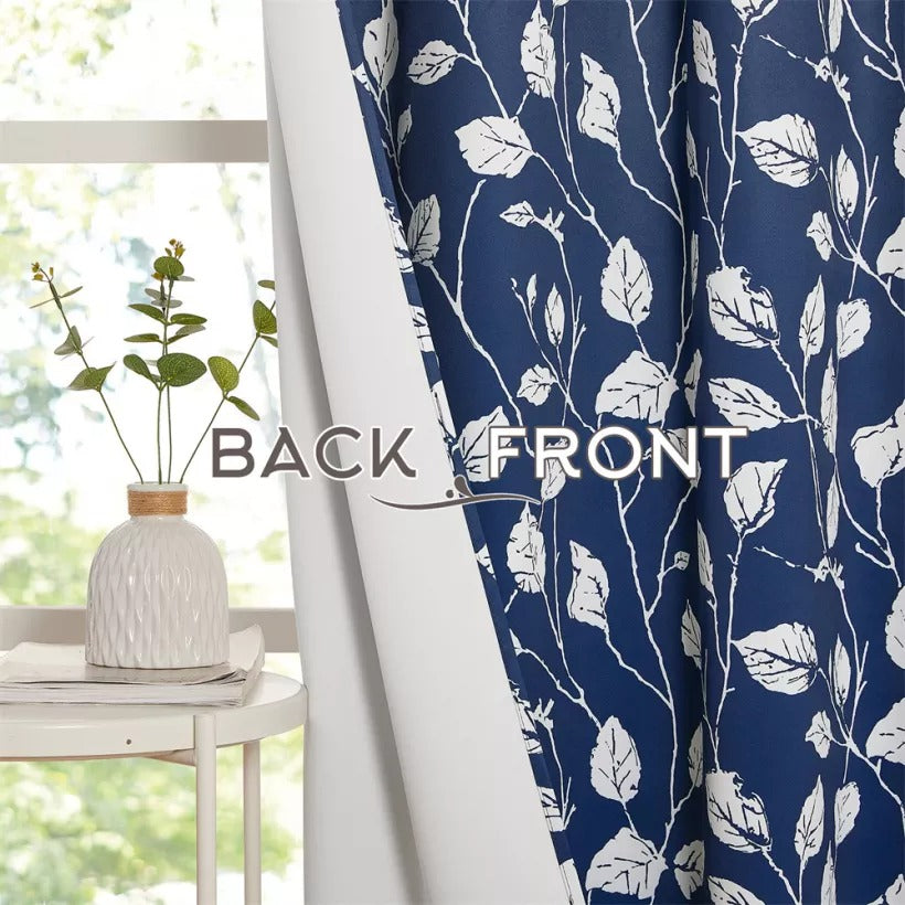 Grommet Blackout Leaves Curtains For Living Room And Bedroom 2 Panels KGORGE Store
