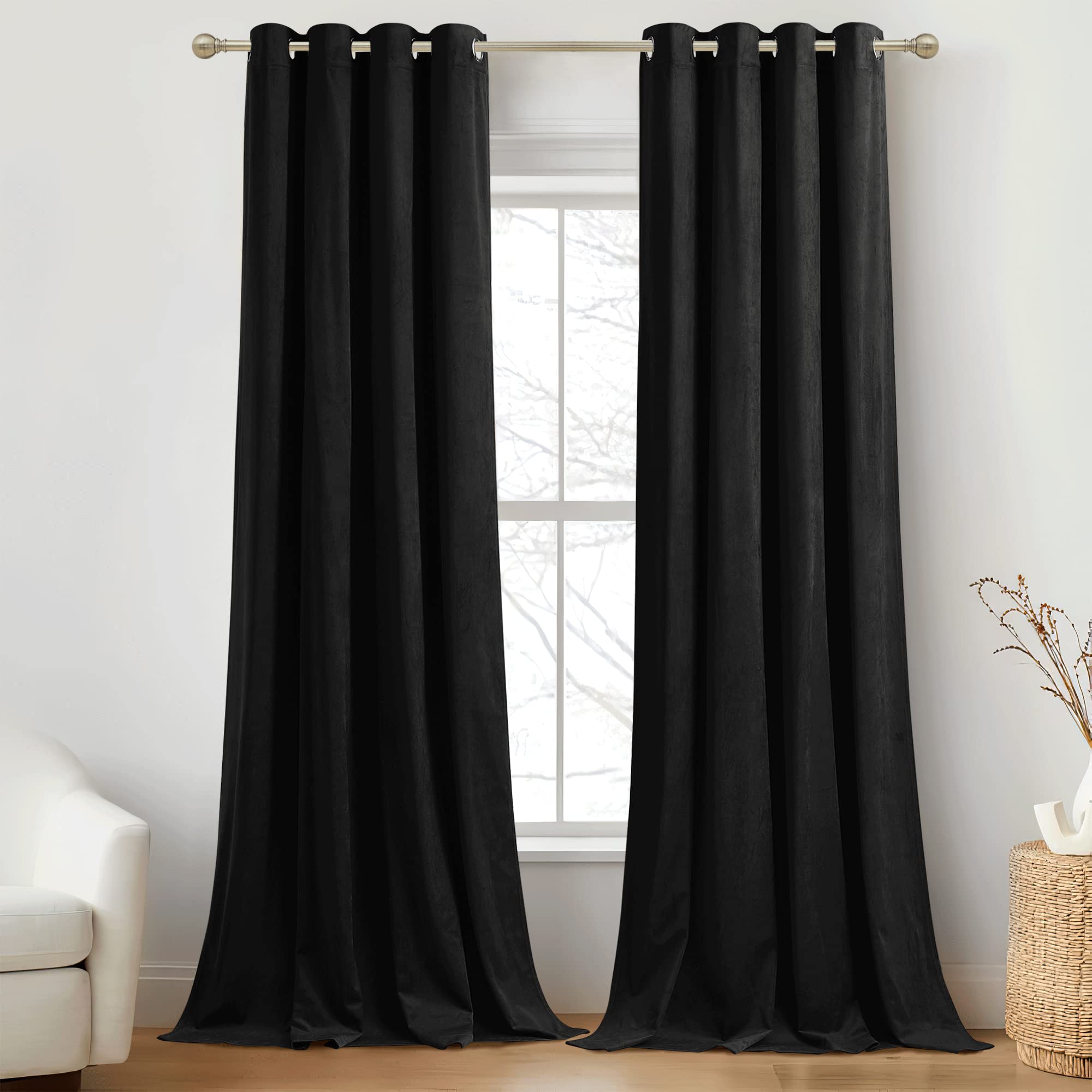 Grommet Blackout Velvet Curtains For Bedroom 1 Panel (Width: 52 Inch) KGORGE Store