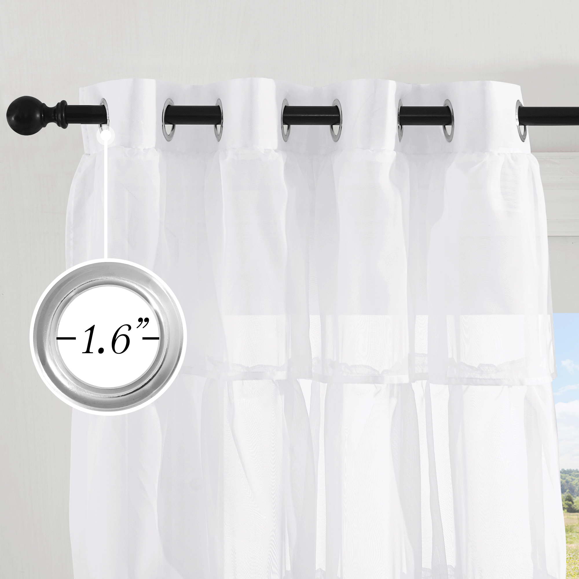 Grommet Cake Voile Sheer Curtains For Bedroom And Living Room 2 Panels KGORGE Store
