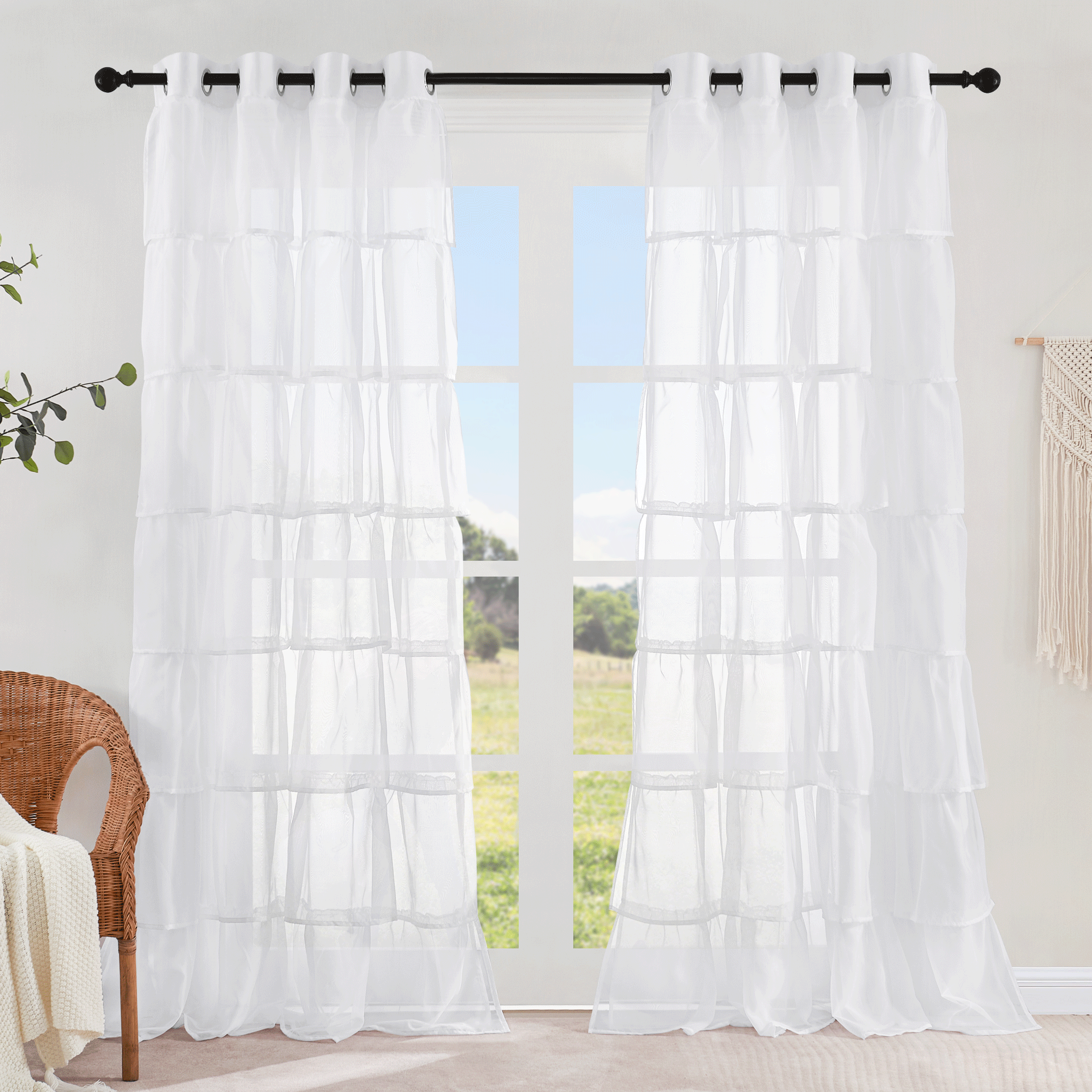 Grommet Cake Voile Sheer Curtains For Bedroom And Living Room 2 Panels KGORGE Store