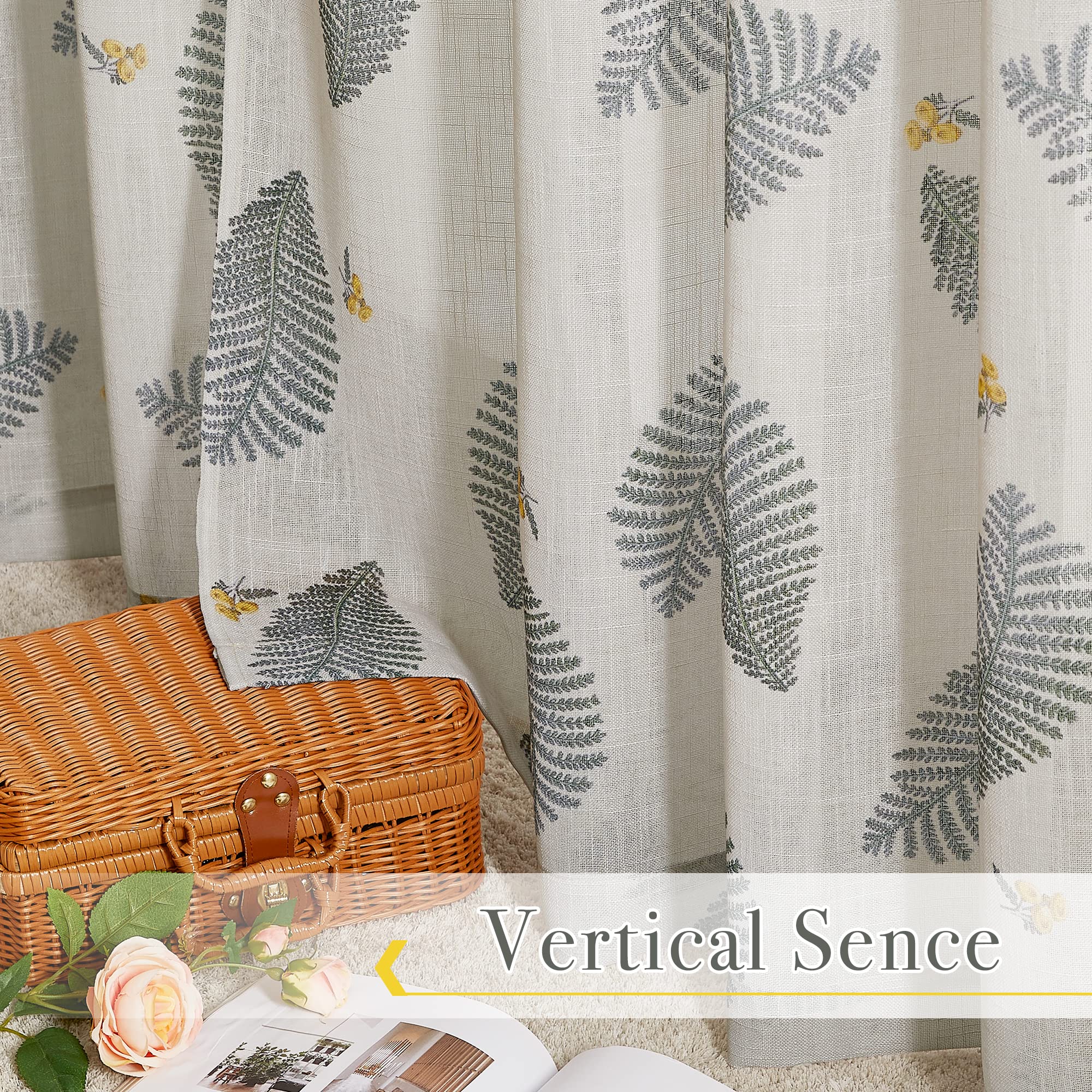 Grommet Floral Sheer Curtains Privacy Linen Curtains For Bedroom 2 Panels KGORGE Store