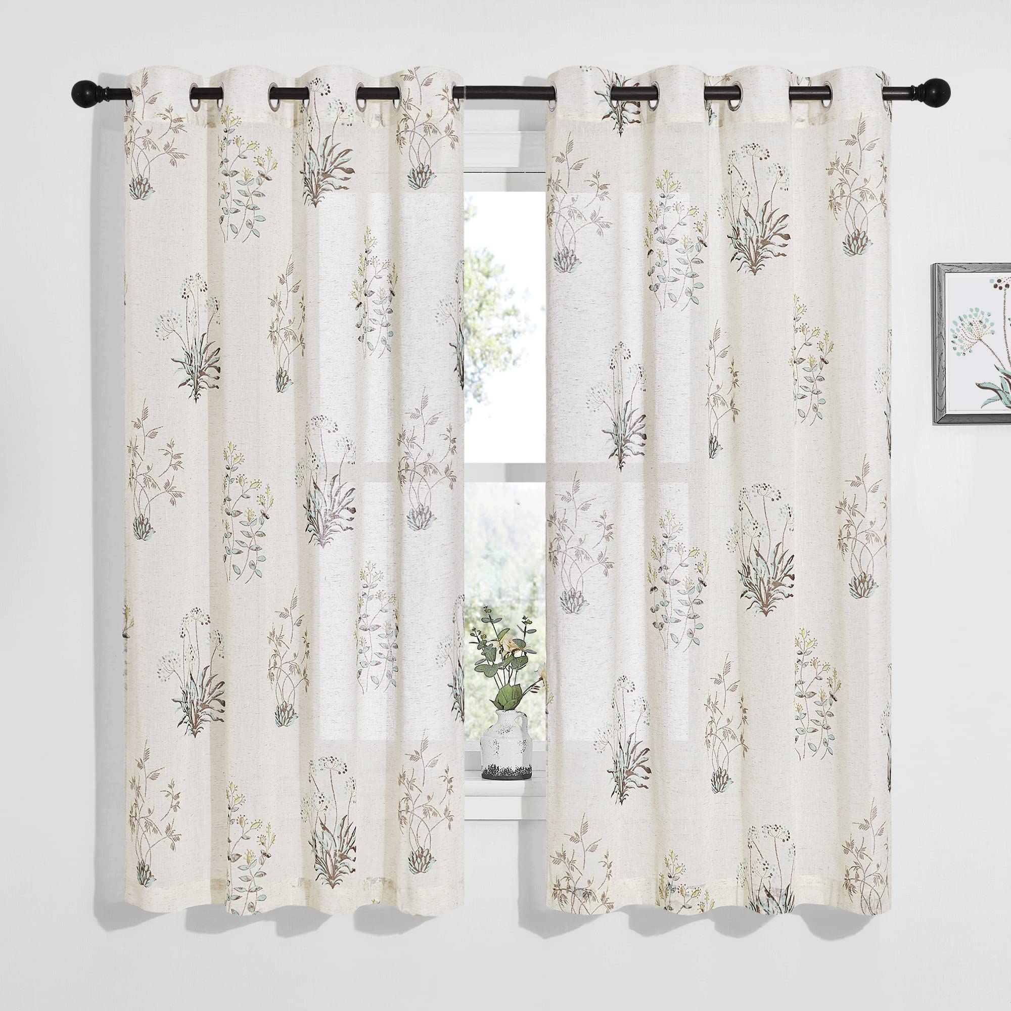 Grommet  Linen Semi Sheer Privacy Curtains For Bedroom And Living Room  2 Panels KGORGE Store