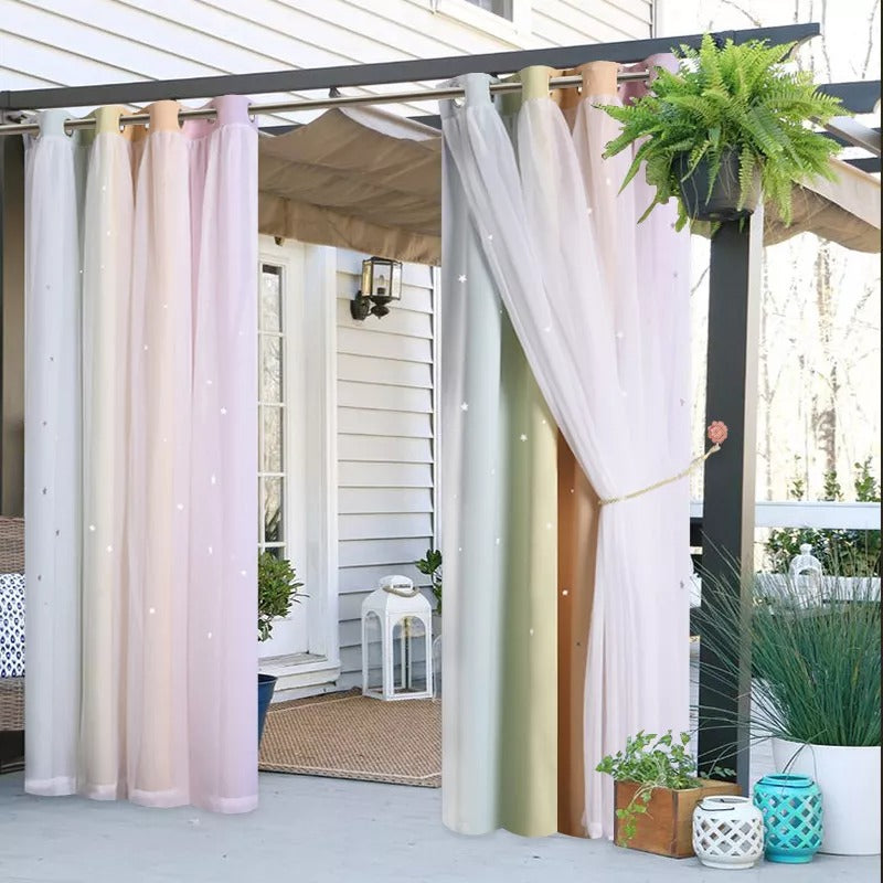 Grommet Privacy Decorative Ombre Rainbow Stripes Outdoor Sheer Curtains 1 Panel KGORGE Store