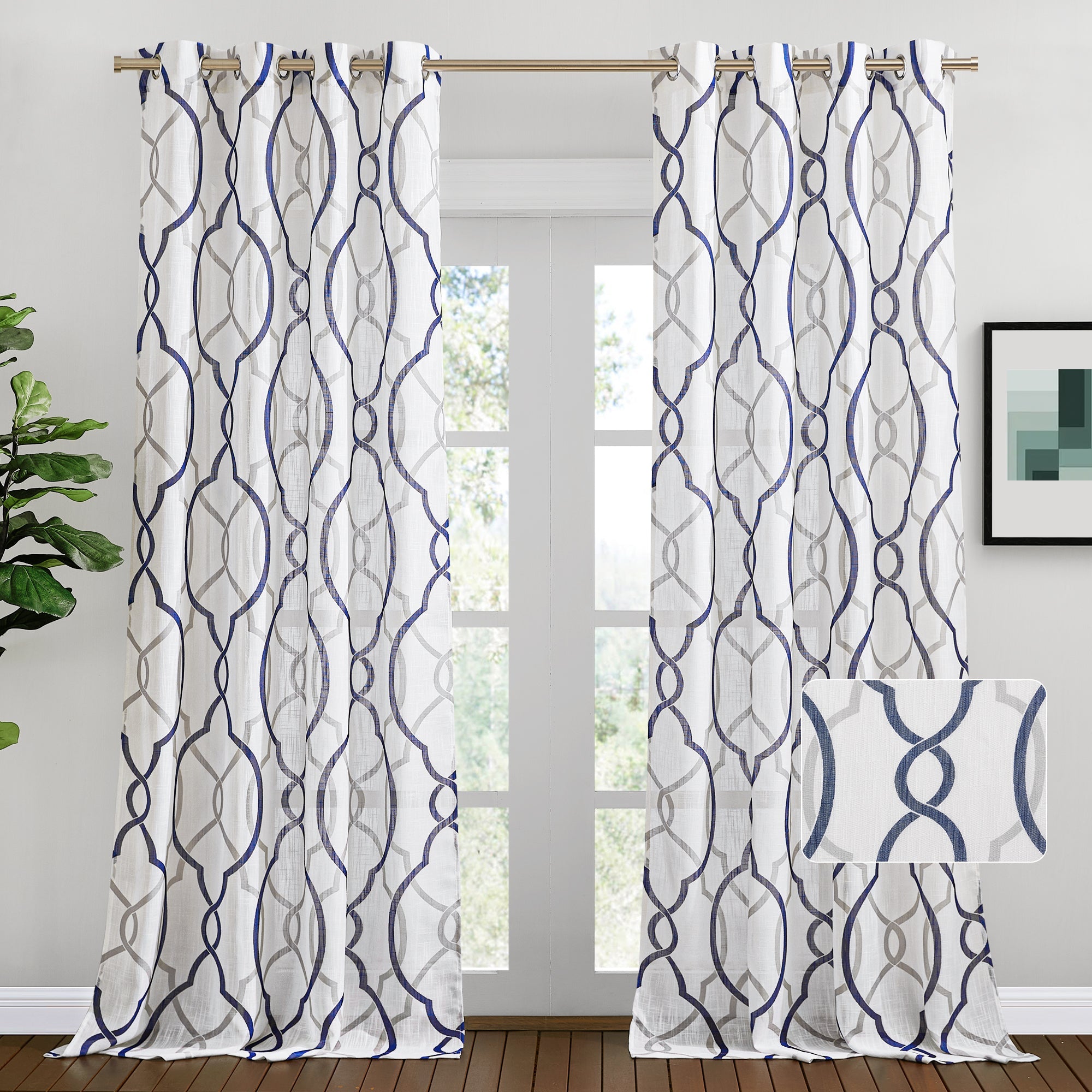 Grommet Semi Sheer Privacy  Faux Linen Curtains For Bedroom 2 Panels KGORGE Store